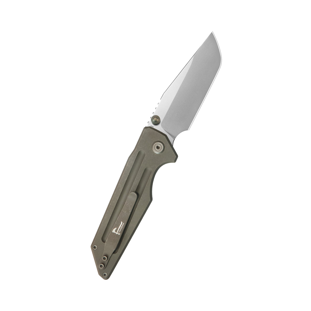 KB Relentless Folding Knife Bronze Ano Titanium Handle 3.46'' Silver Bead Blasting M390 Blade KB462G