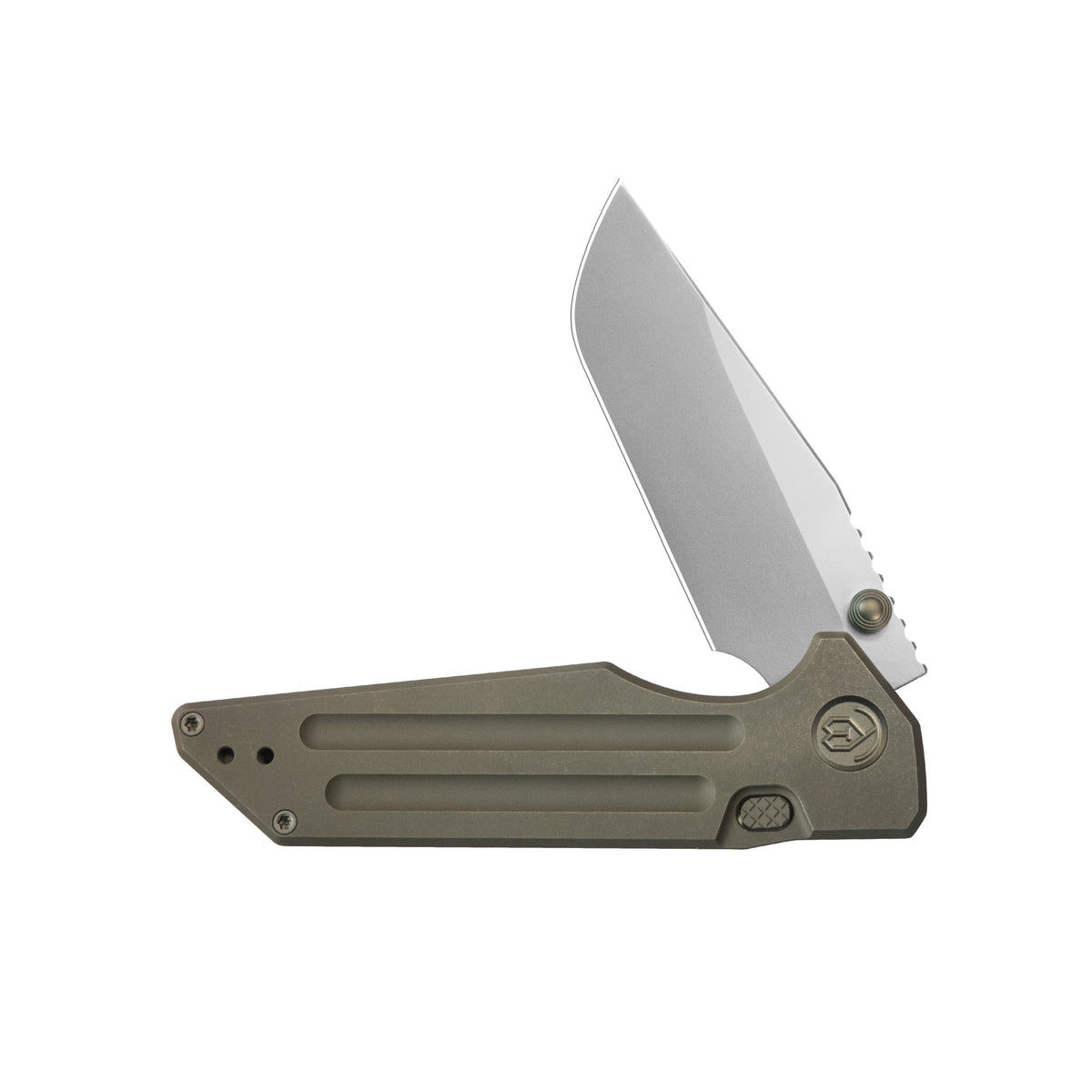 KB Relentless Folding Knife Bronze Ano Titanium Handle 3.46'' Silver Bead Blasting M390 Blade KB462G