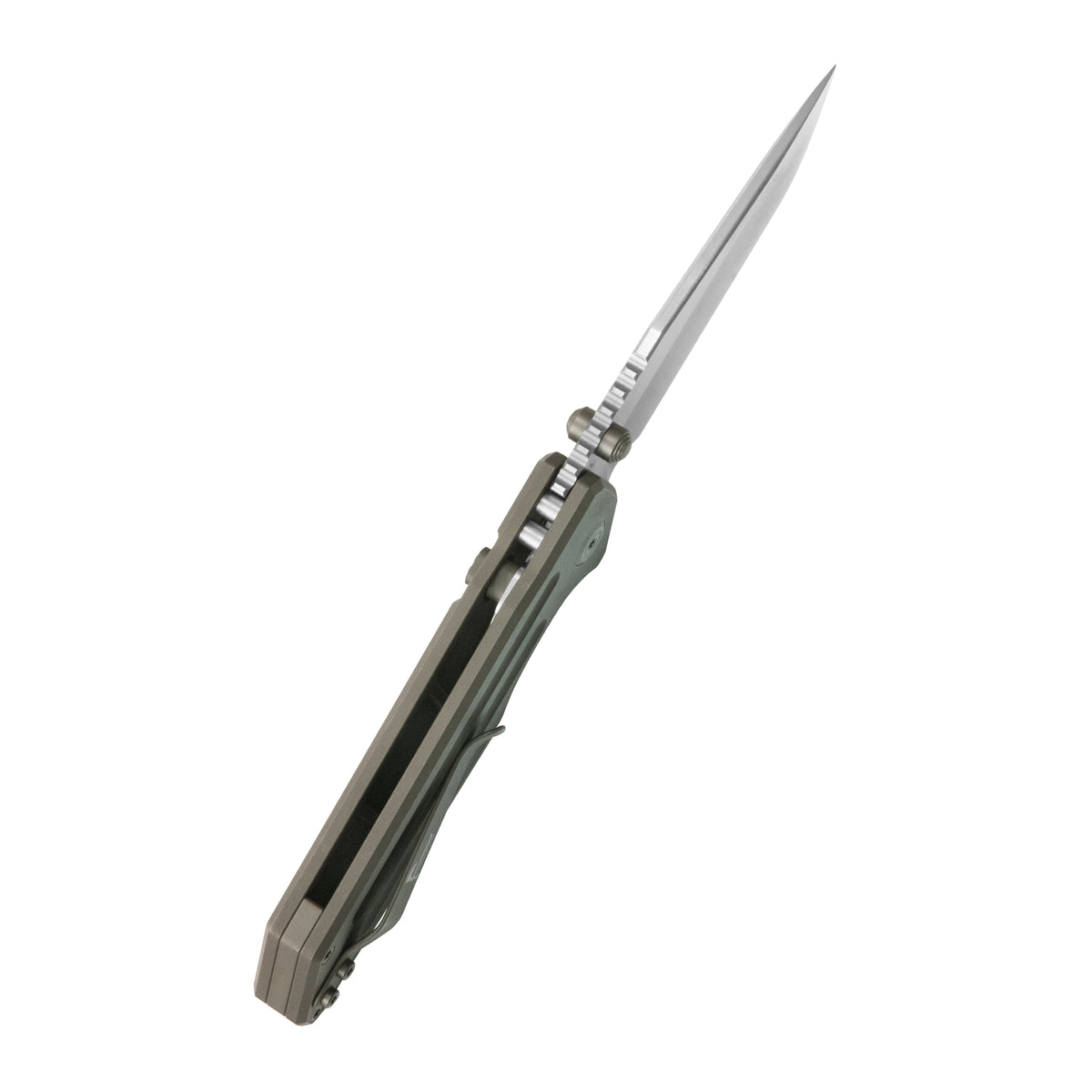 KB Relentless Folding Knife Bronze Ano Titanium Handle 3.46'' Silver Bead Blasting M390 Blade KB462G