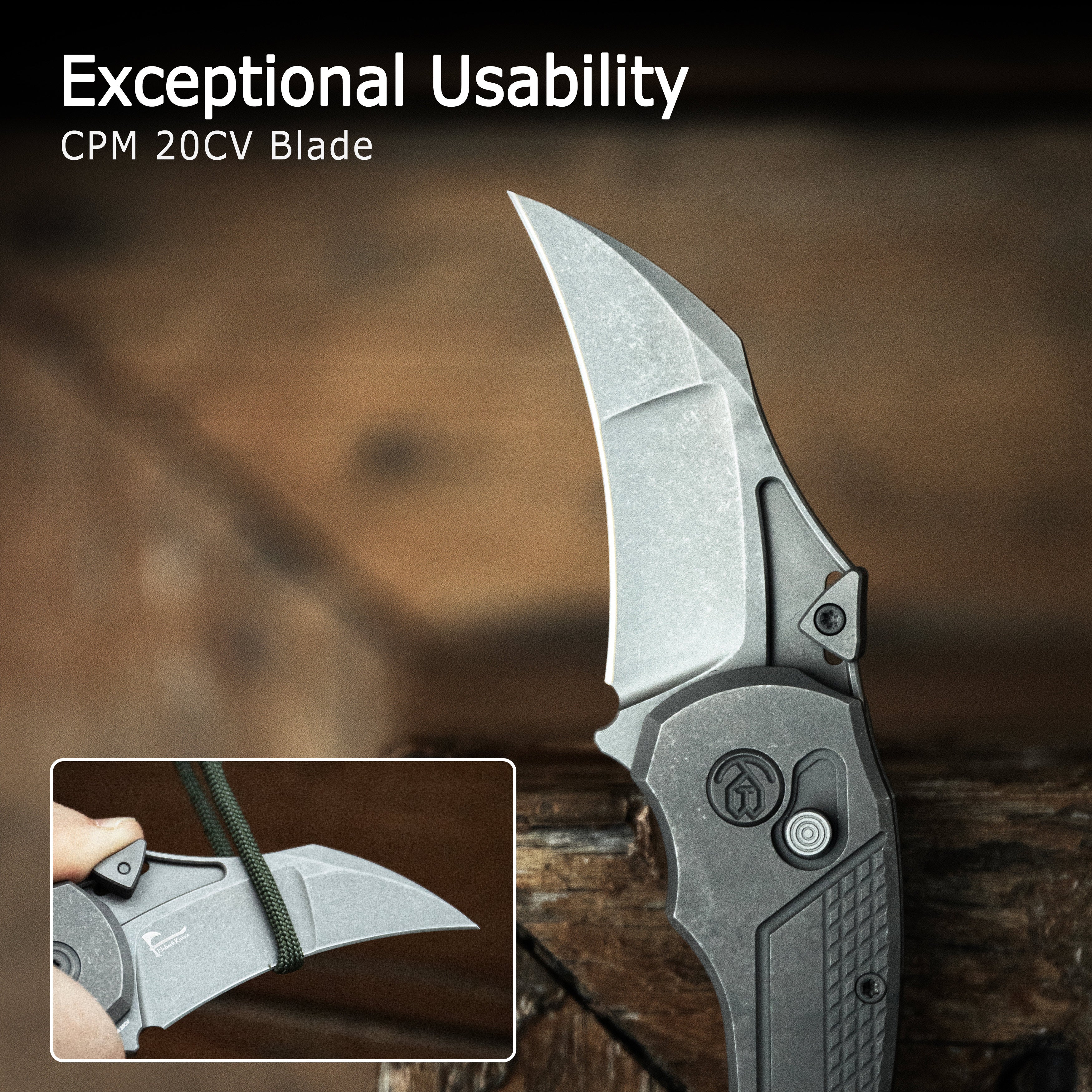 KB Tactical Toucan Folding Knife Sandblasting Titanium Handle 2.36'' Sandblasting 20CV Blade KB463A