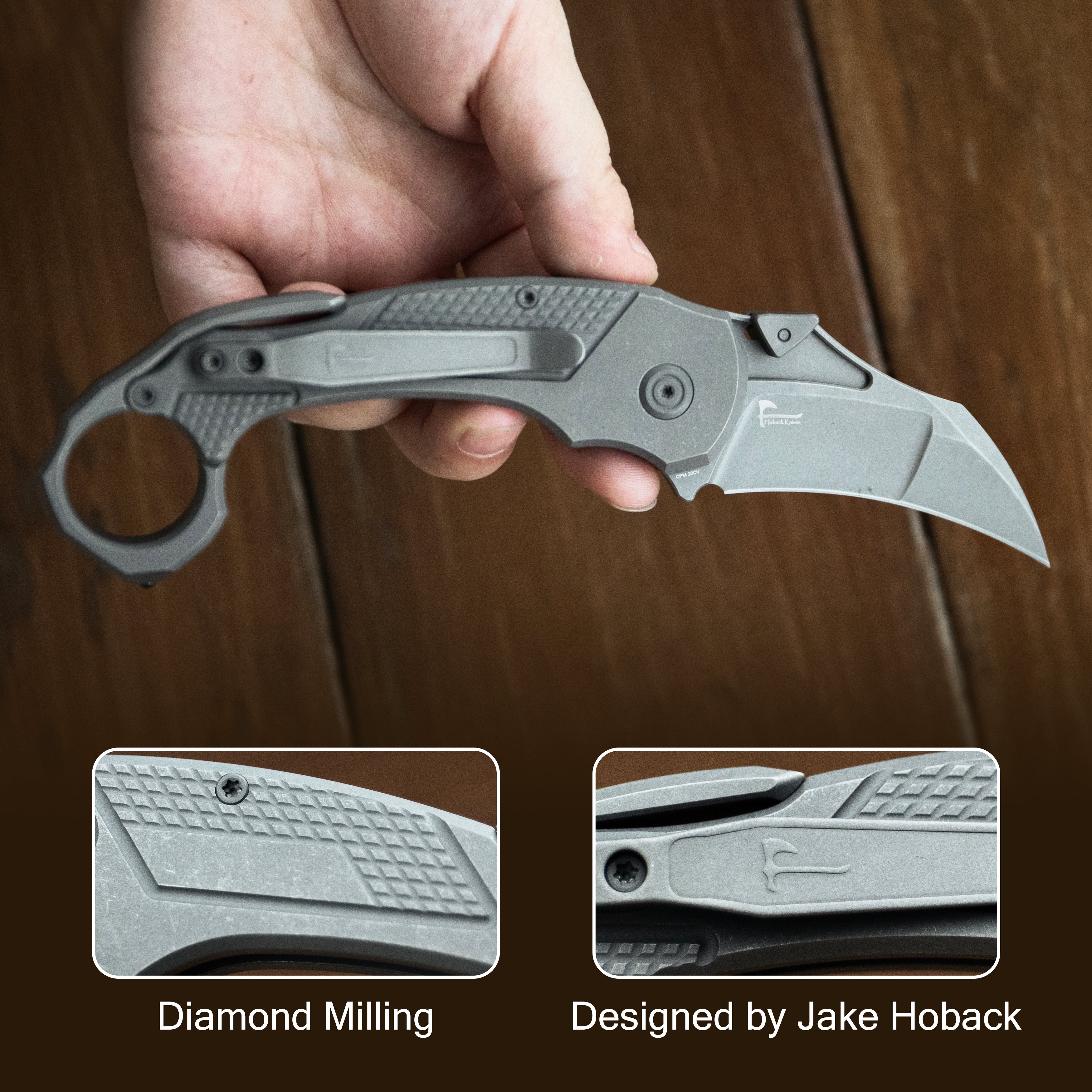 KB Tactical Toucan Folding Knife Sandblasting Titanium Handle 2.36'' Sandblasting 20CV Blade KB463A