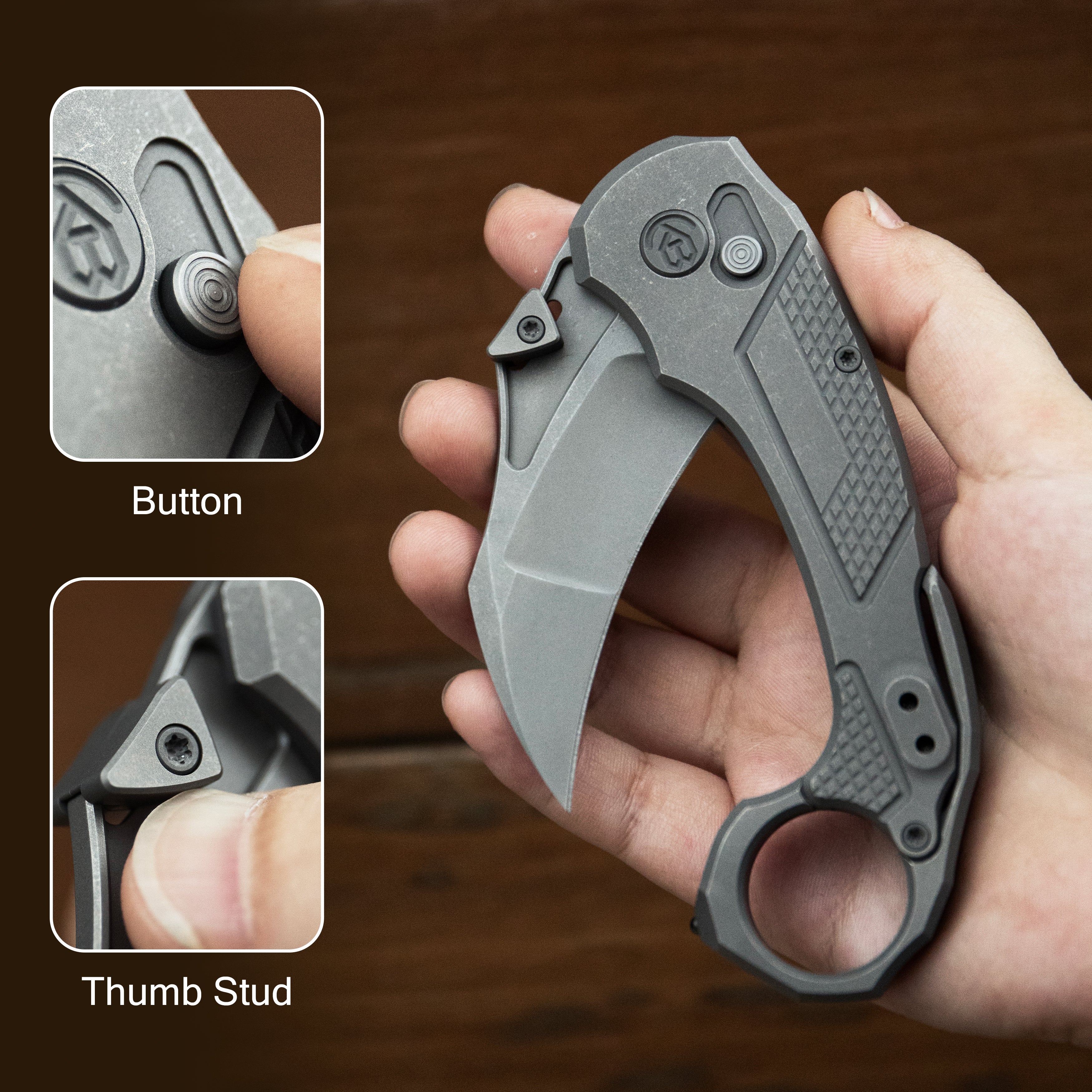 KB Tactical Toucan Folding Knife Sandblasting Titanium Handle 2.36'' Sandblasting 20CV Blade KB463A