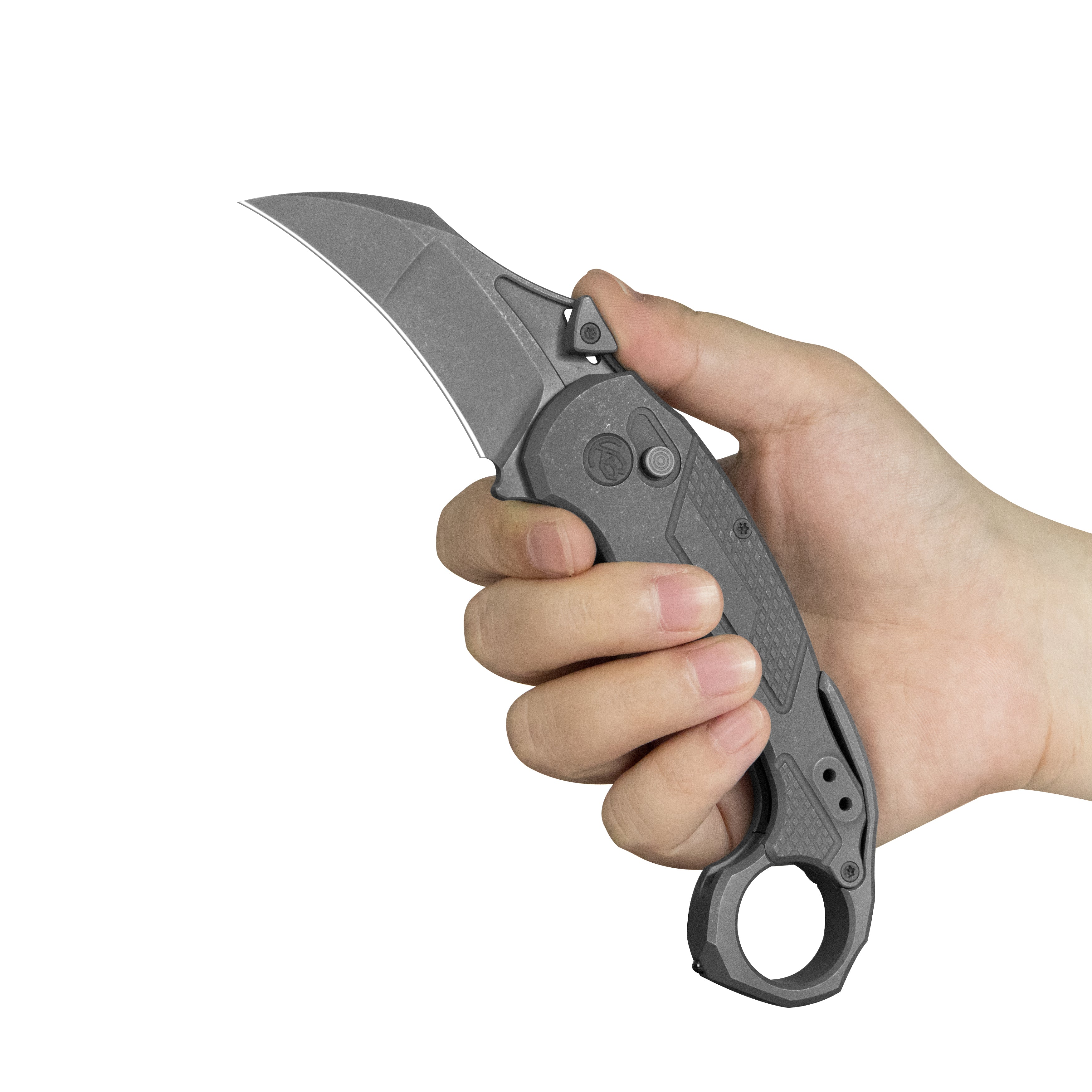 【唯一無二独自機構】オートマチック バタフライナイフ ツール カーボンハンドル KB Tactical Toucan Folding Knife Darkwash Titanium Handle 2.36'' Darkw