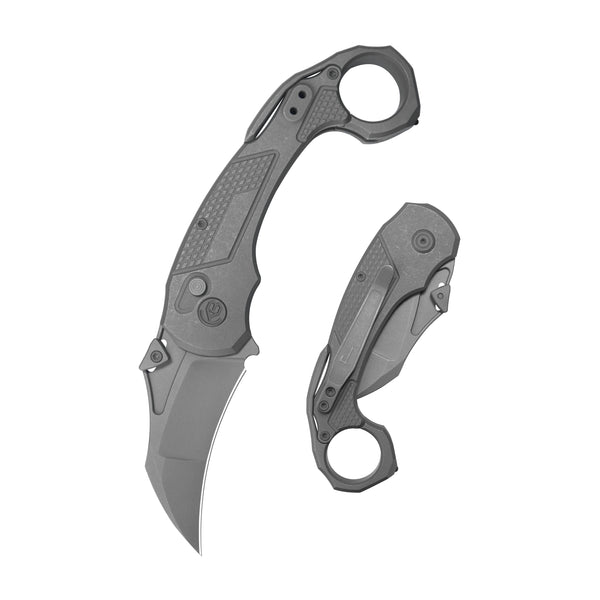 【唯一無二独自機構】オートマチック バタフライナイフ ツール カーボンハンドル KB Tactical Toucan Folding Knife Darkwash Titanium Handle 2.36'' Darkw
