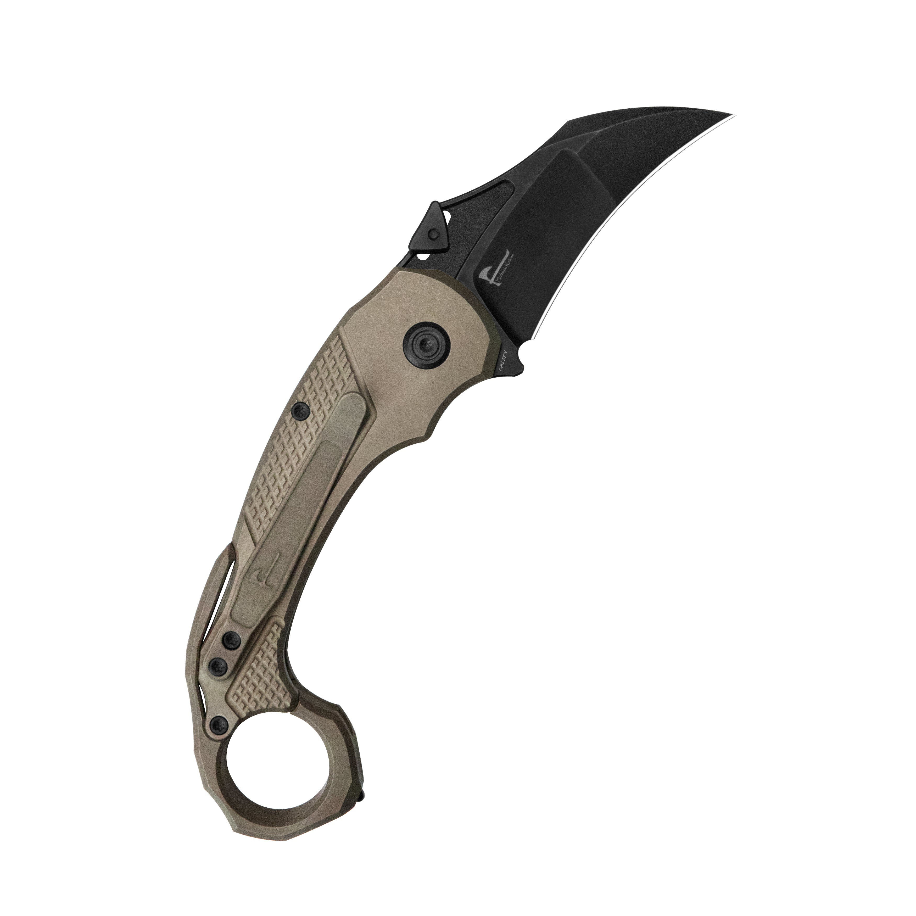 KB Tactical Toucan Folding Knife Bronze Ano Titanium Handle 2.36'' Blackwash 20CV Blade KB463C