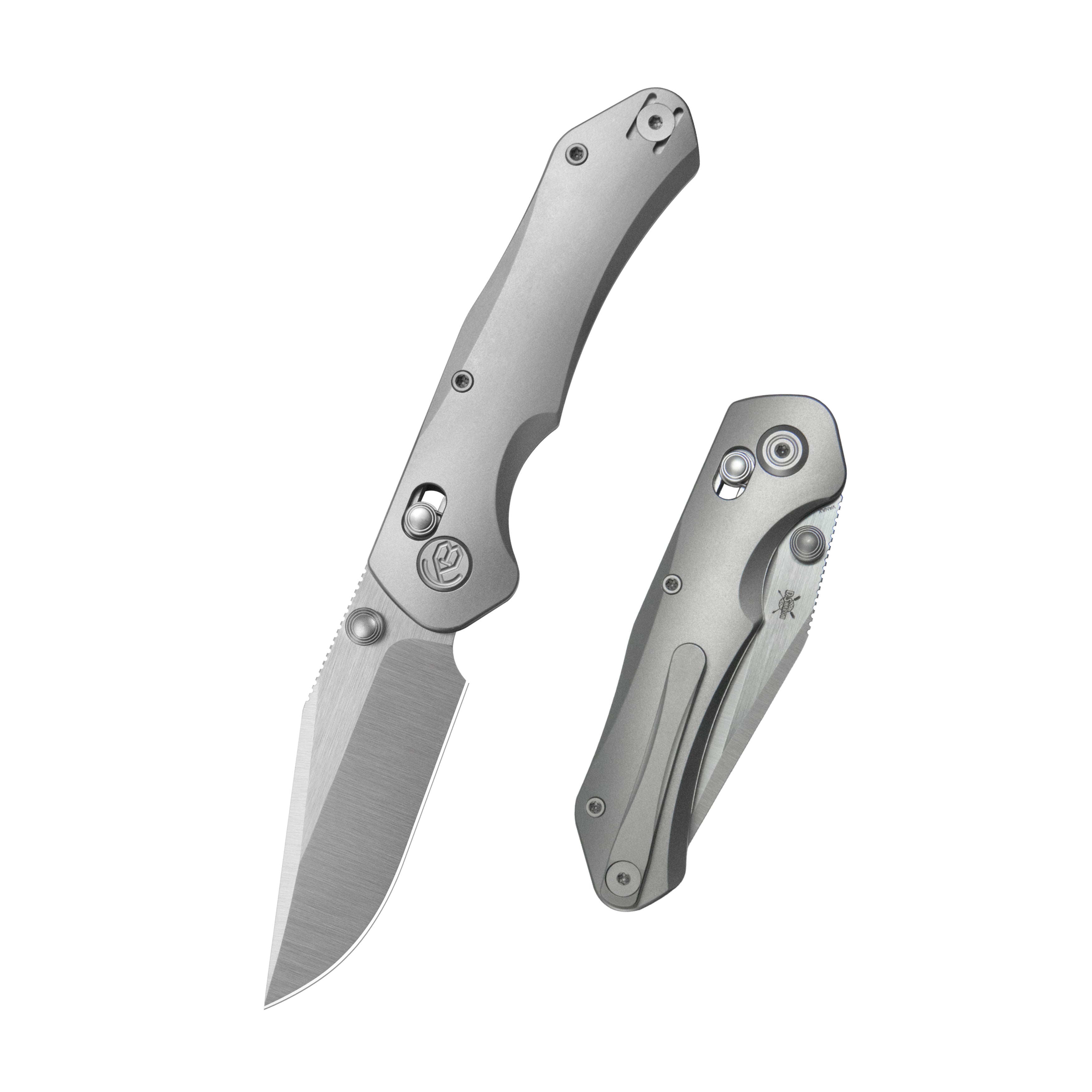 KB Coronado Folding Knife Sandblasting Titanium Handle 3.46" Belt Satin Vanax Blade KB466A