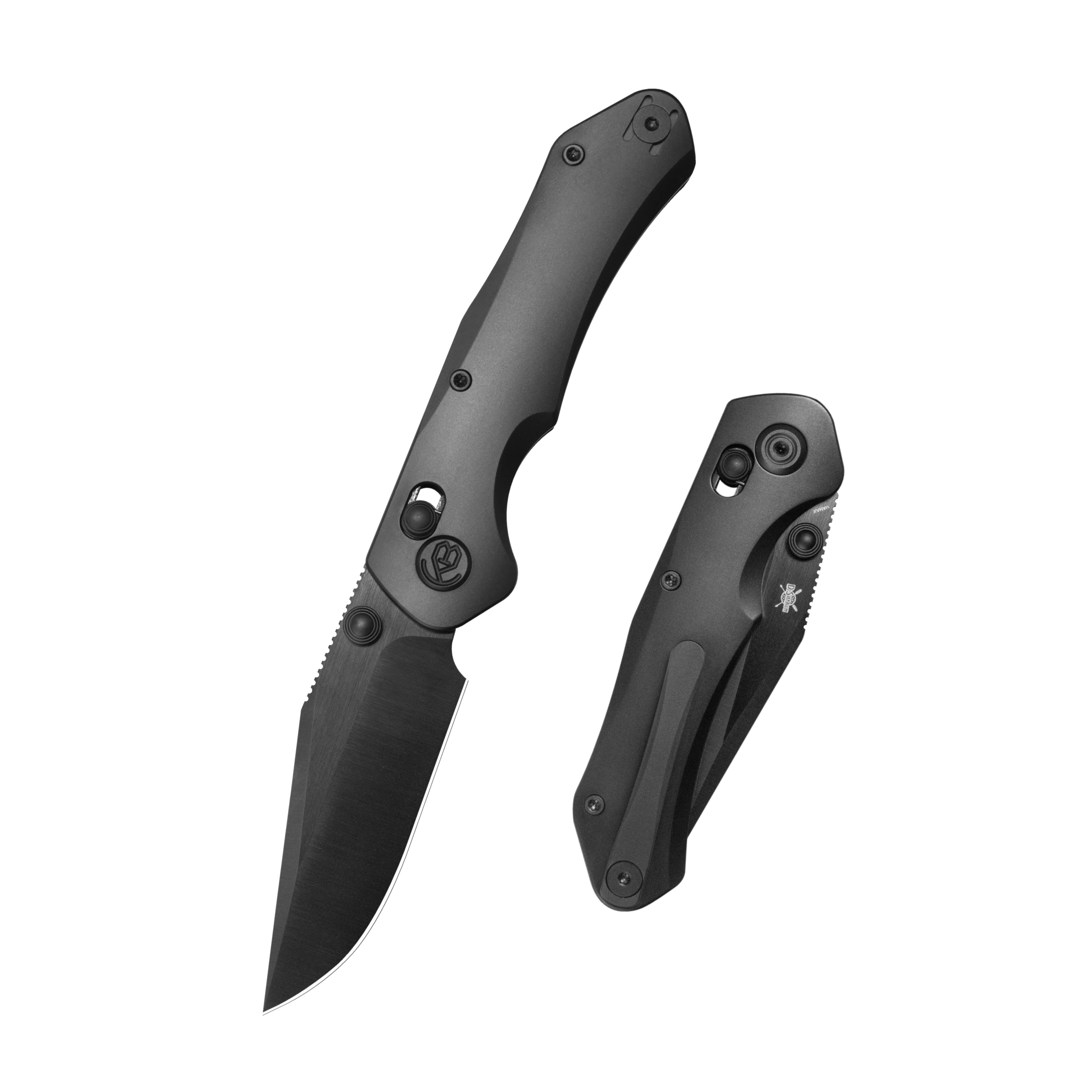 KB Coronado Folding Knife DLC Titanium Handle 3.46" DLC Belt Satin Vanax Blade KB466C