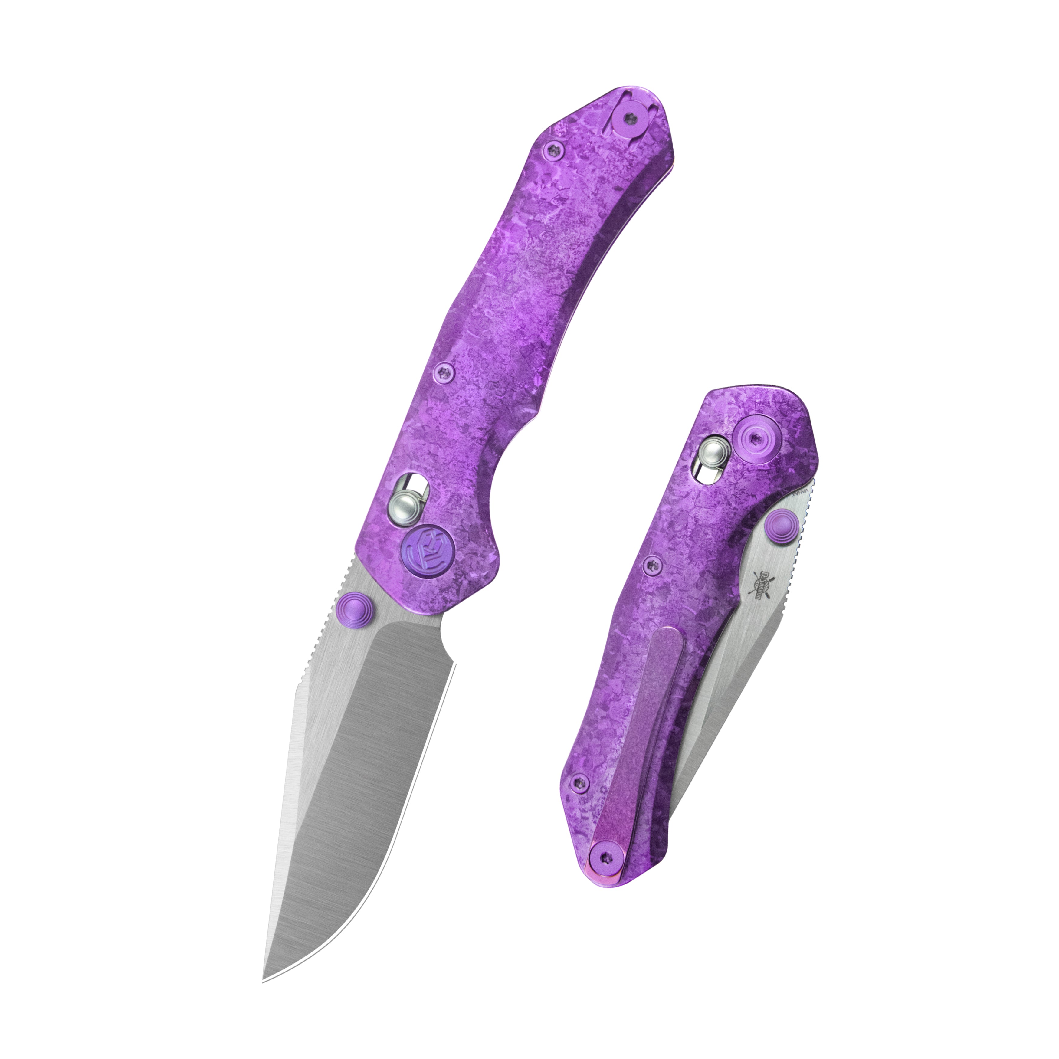 KB Coronado Folding Knife Purple Ano Crystallized Titanium Handle 3.46