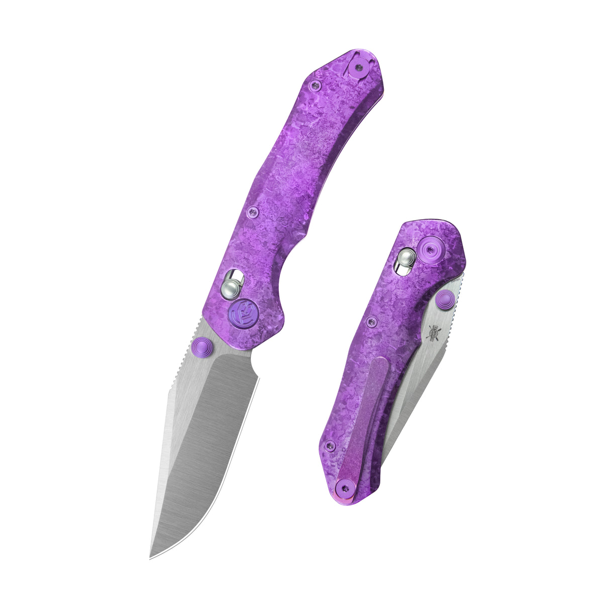 KB Coronado Folding Knife Purple Ano Crystallized Titanium Handle 3.46" Belt Satin Vanax Blade KB466D