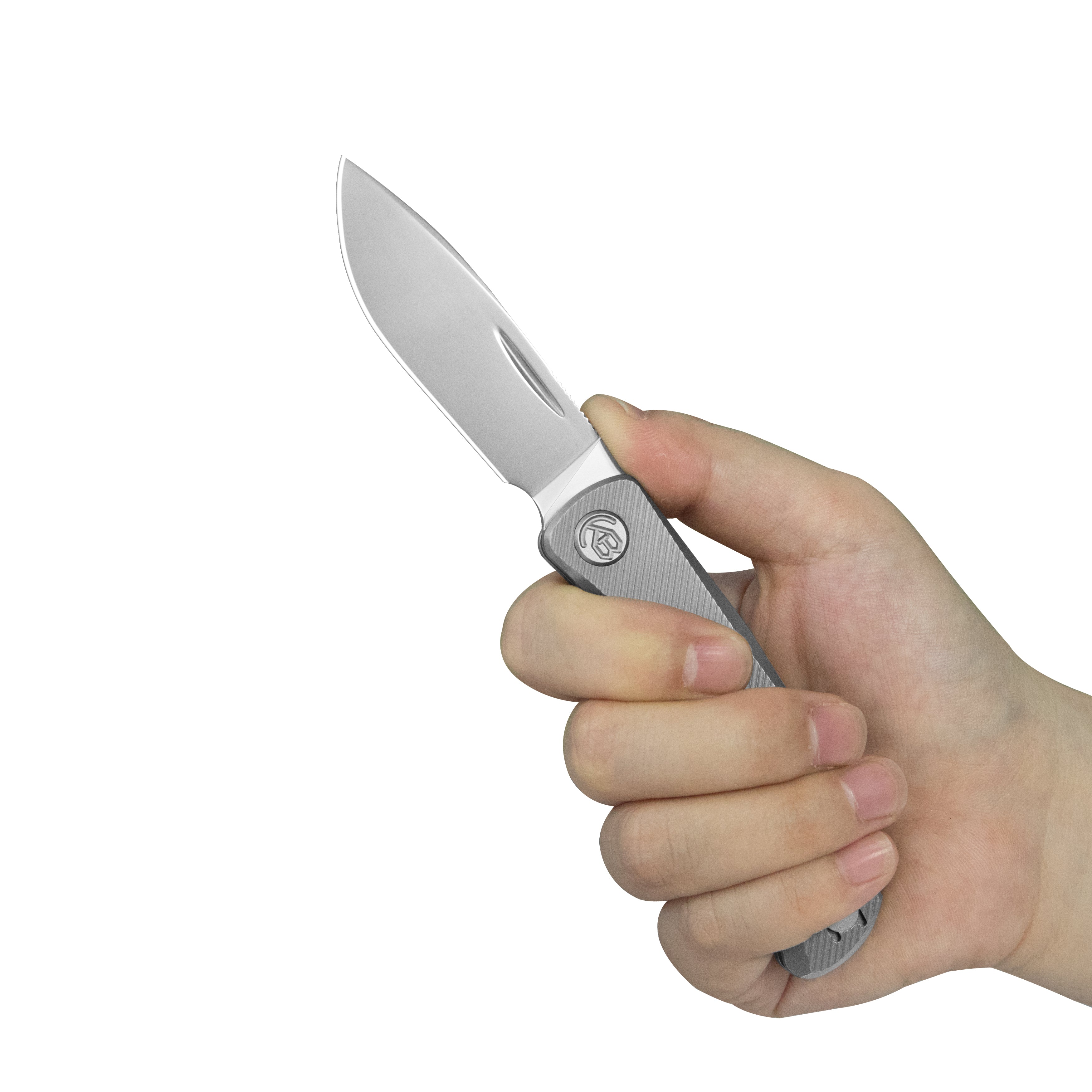 KB El Dorado Slip Joint Pocket Knife Sandblasted Titanium w/ Micro Milling Silver Bead Blast 2.96" M390 Blade KB469A