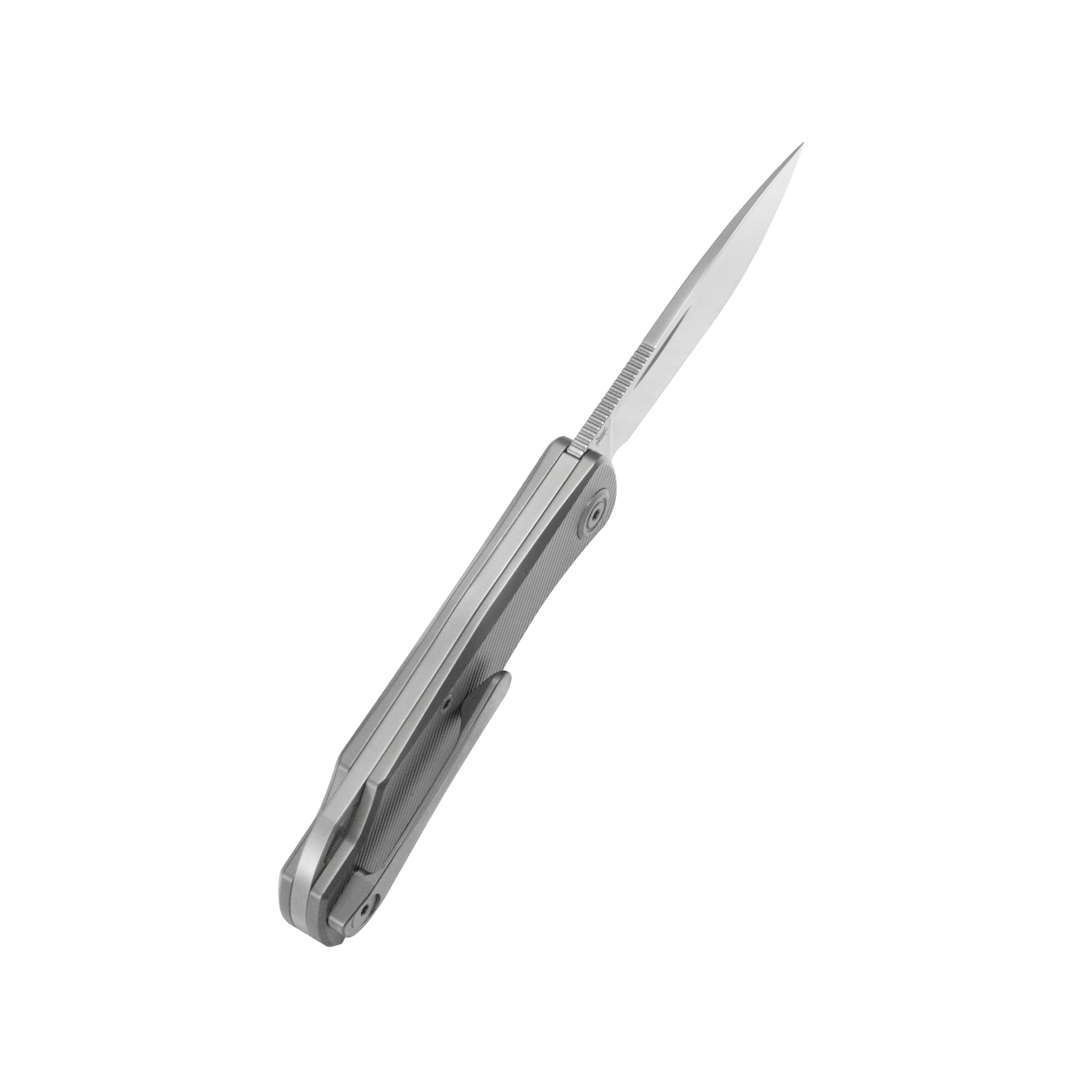 KB El Dorado Slip Joint Pocket Knife Sandblasted Titanium w/ Micro Milling Silver Bead Blast 2.96" M390 Blade KB469A