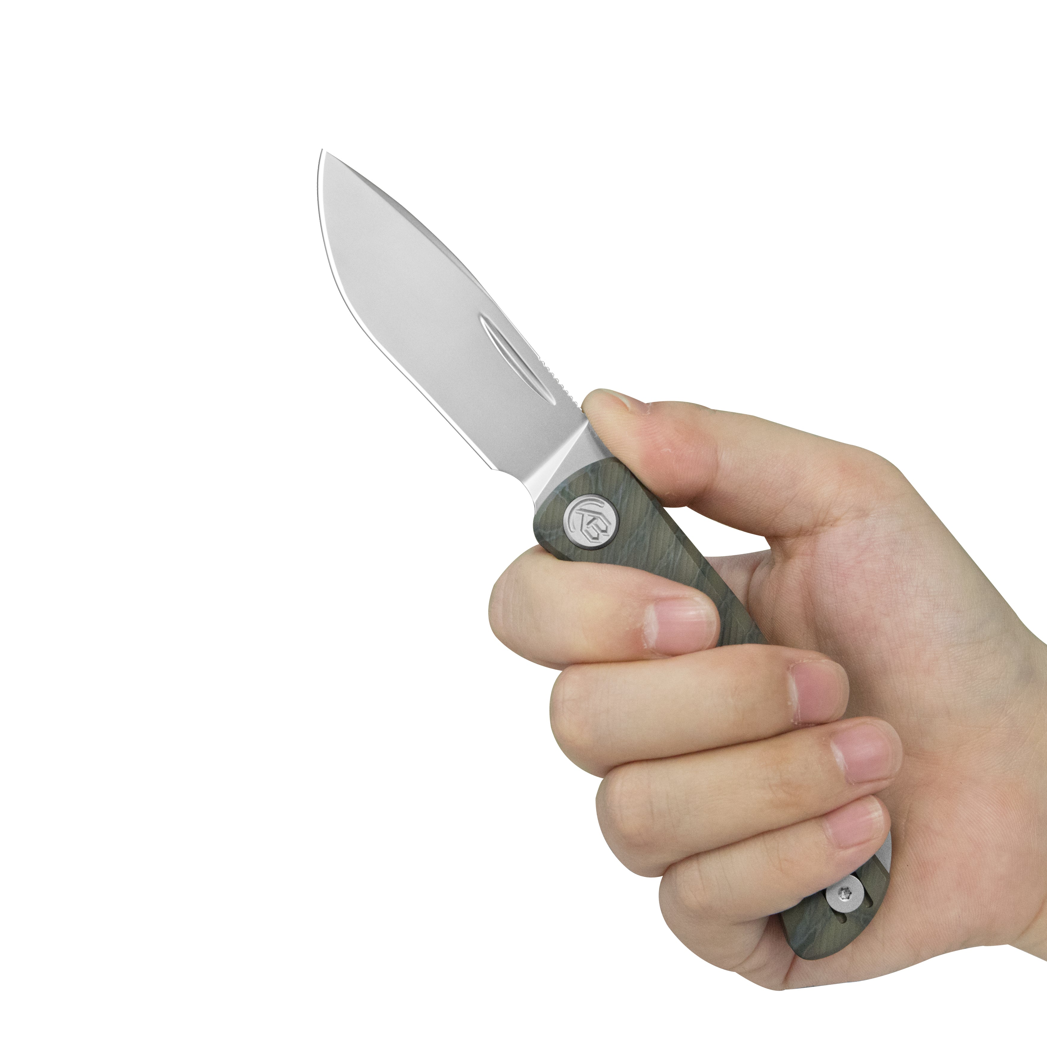 KB El Dorado Slip Joint Pocket Knife Flame Ano Titanium w/ Micro Milling Silver Bead Blast 2.96" M390 Blade KB469B