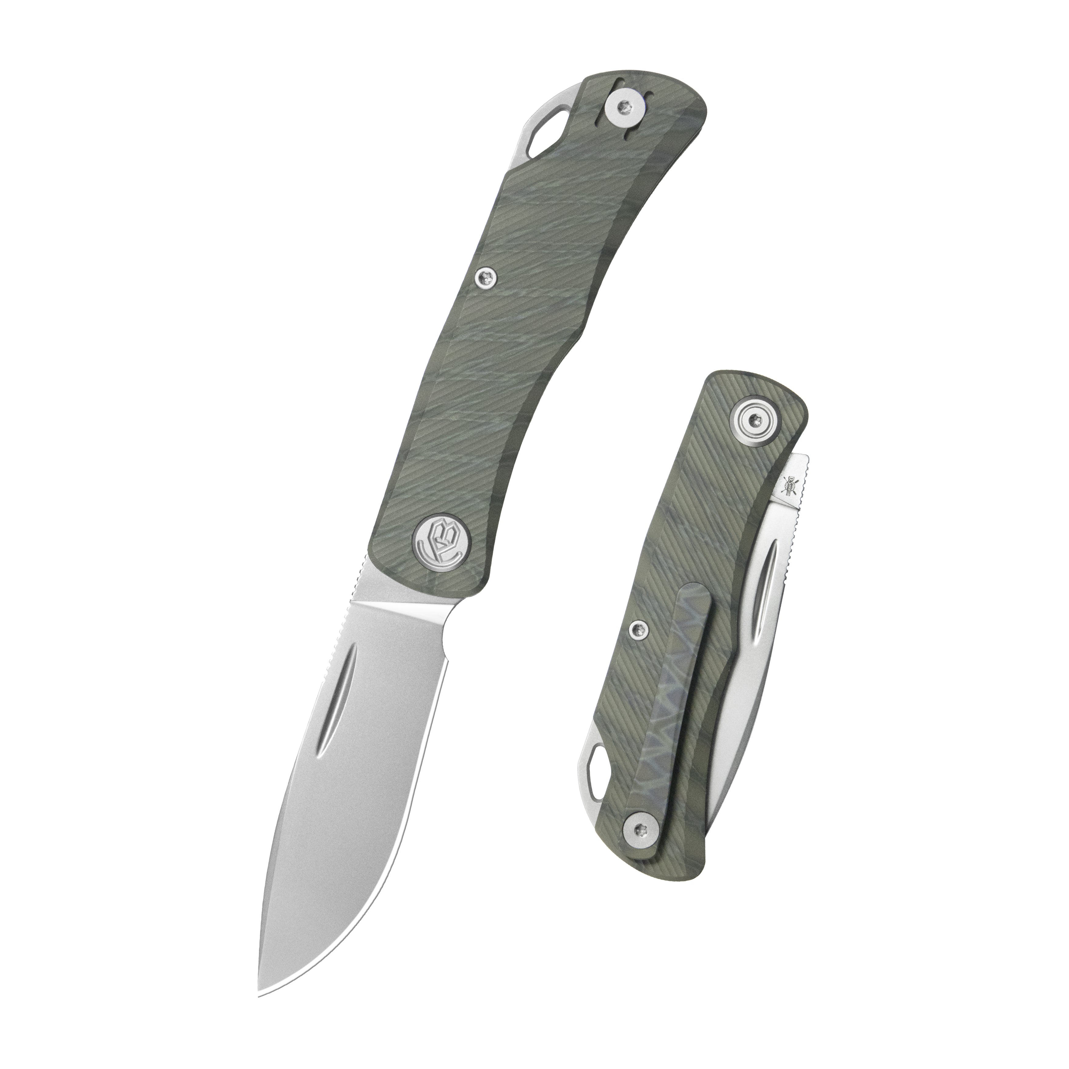 KB El Dorado Slip Joint Pocket Knife Flame Ano Titanium w/ Micro Milling Silver Bead Blast 2.96" M390 Blade KB469B