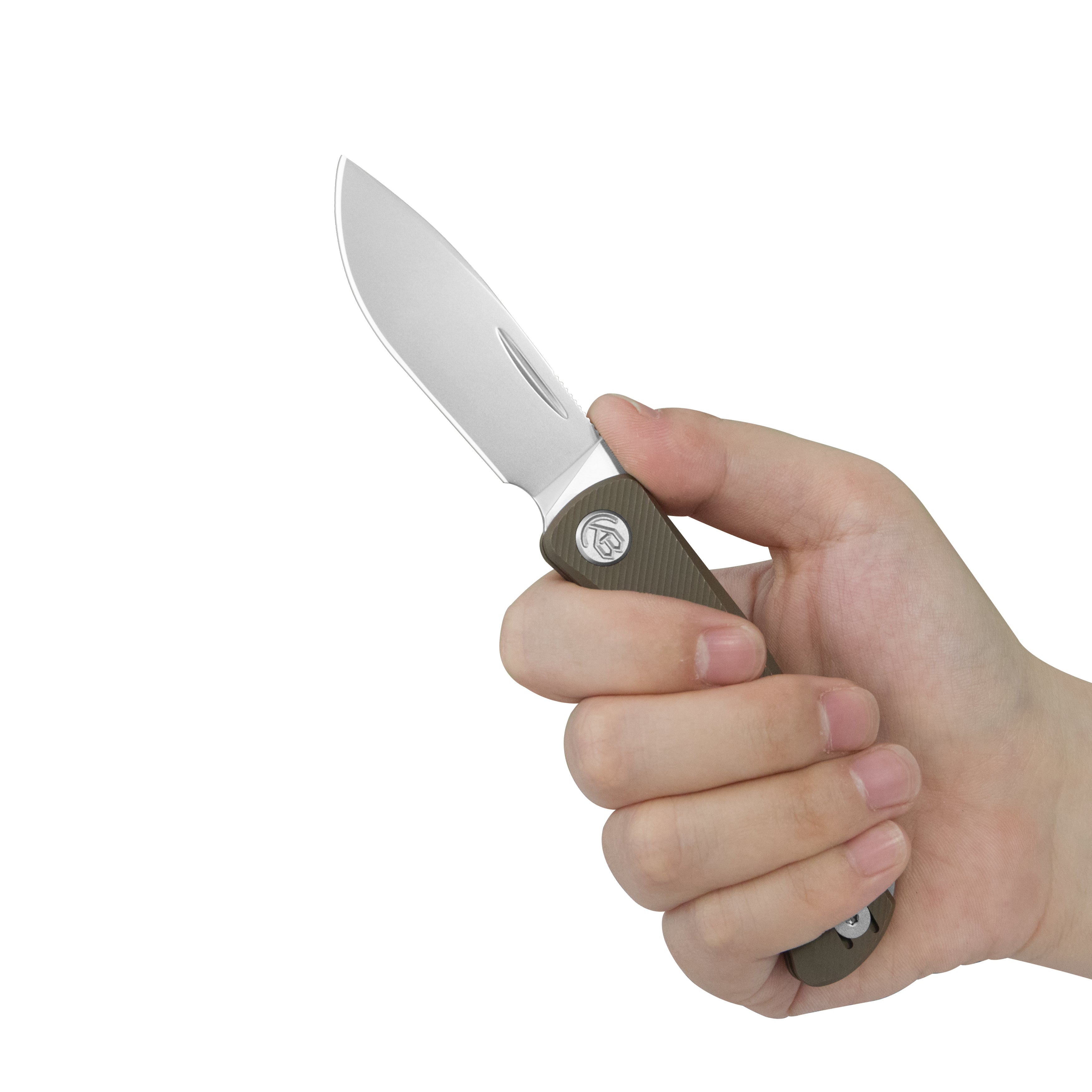 KB El Dorado Slip Joint Pocket Knife Bronze Ano Titanium w/ Micro Milling Silver Bead Blast 2.96" M390 Blade KB469D