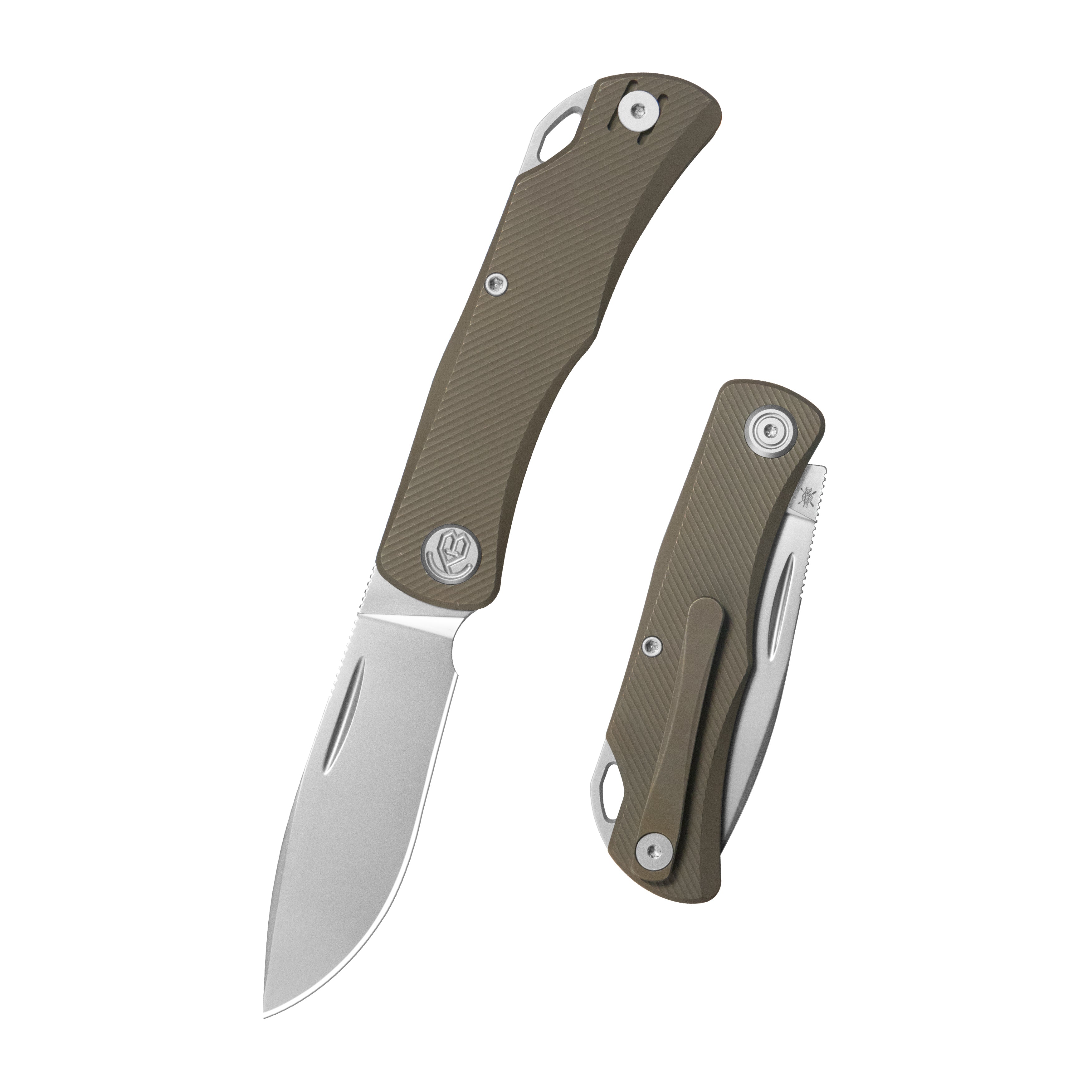KB El Dorado Slip Joint Pocket Knife Bronze Ano Titanium w/ Micro Milling Silver Bead Blast 2.96" M390 Blade KB469D
