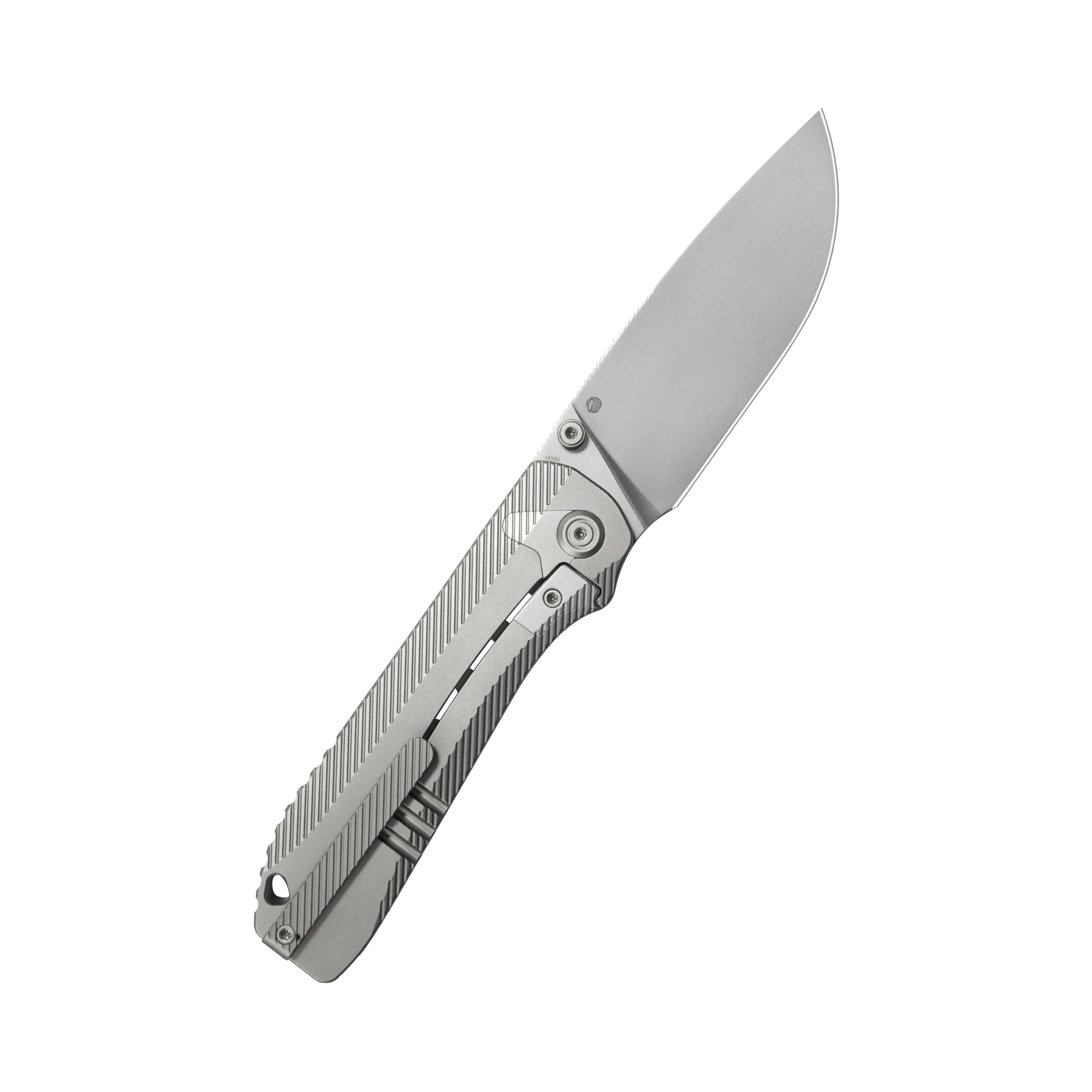 KB Zephyr Tactical Folding Knife Grey Integral Titanium Handle 4.65" Silver Beadblast M390 KB470A