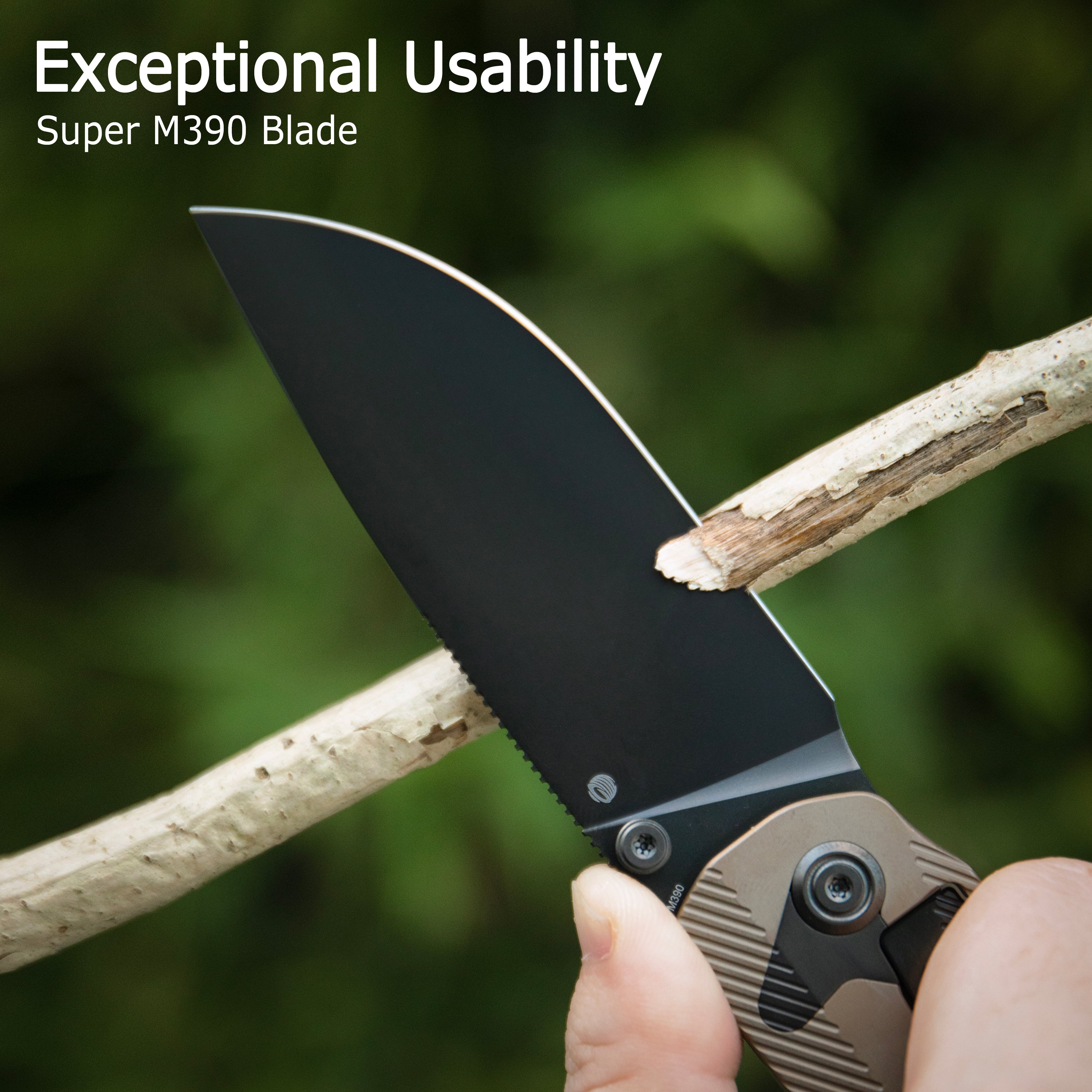 KB Zephyr Tactical Folding Knife Grey Integral Titanium Handle 4.65" Silver Beadblast M390 KB470A