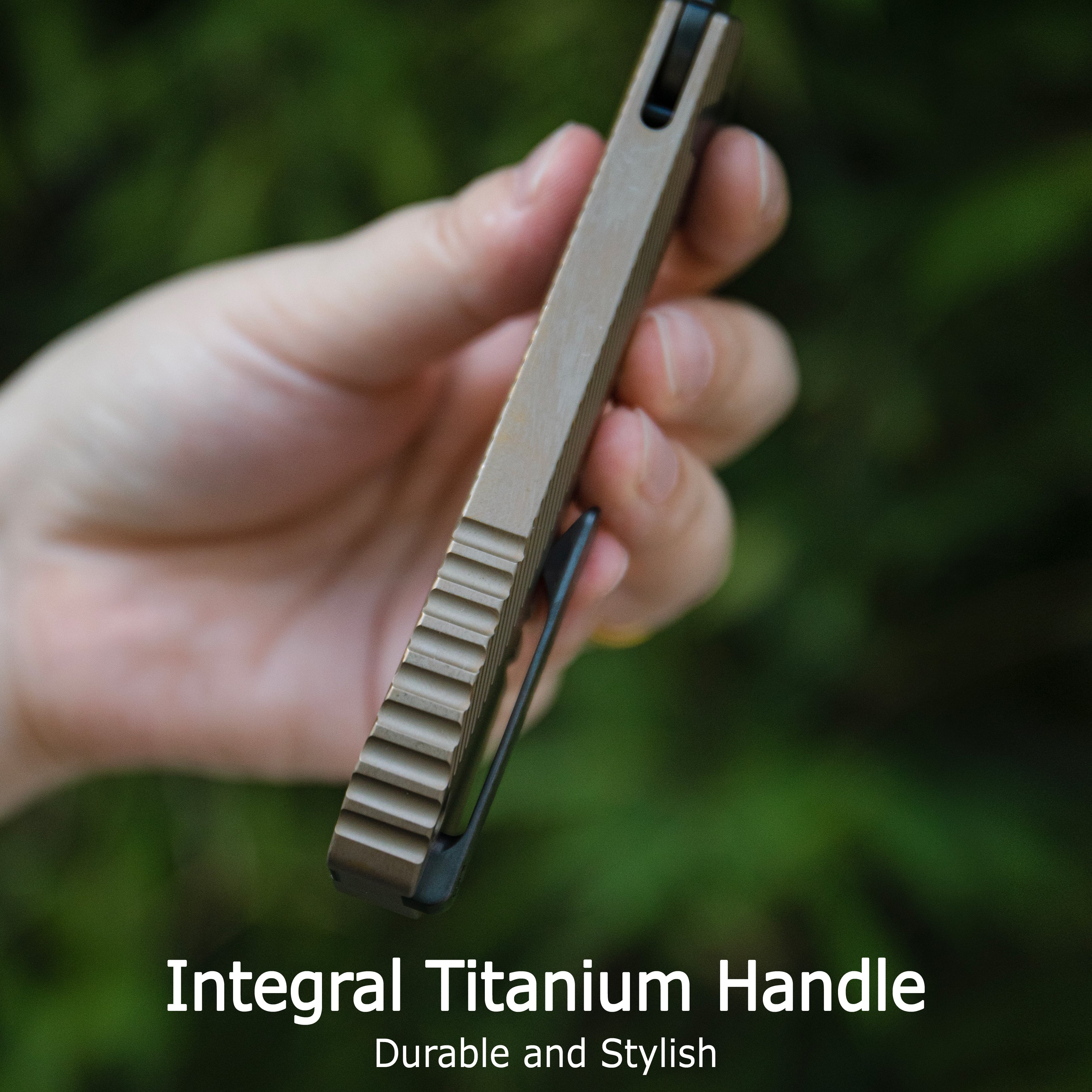 KB Zephyr Tactical Folding Knife Grey Integral Titanium Handle 4.65" Silver Beadblast M390 KB470A