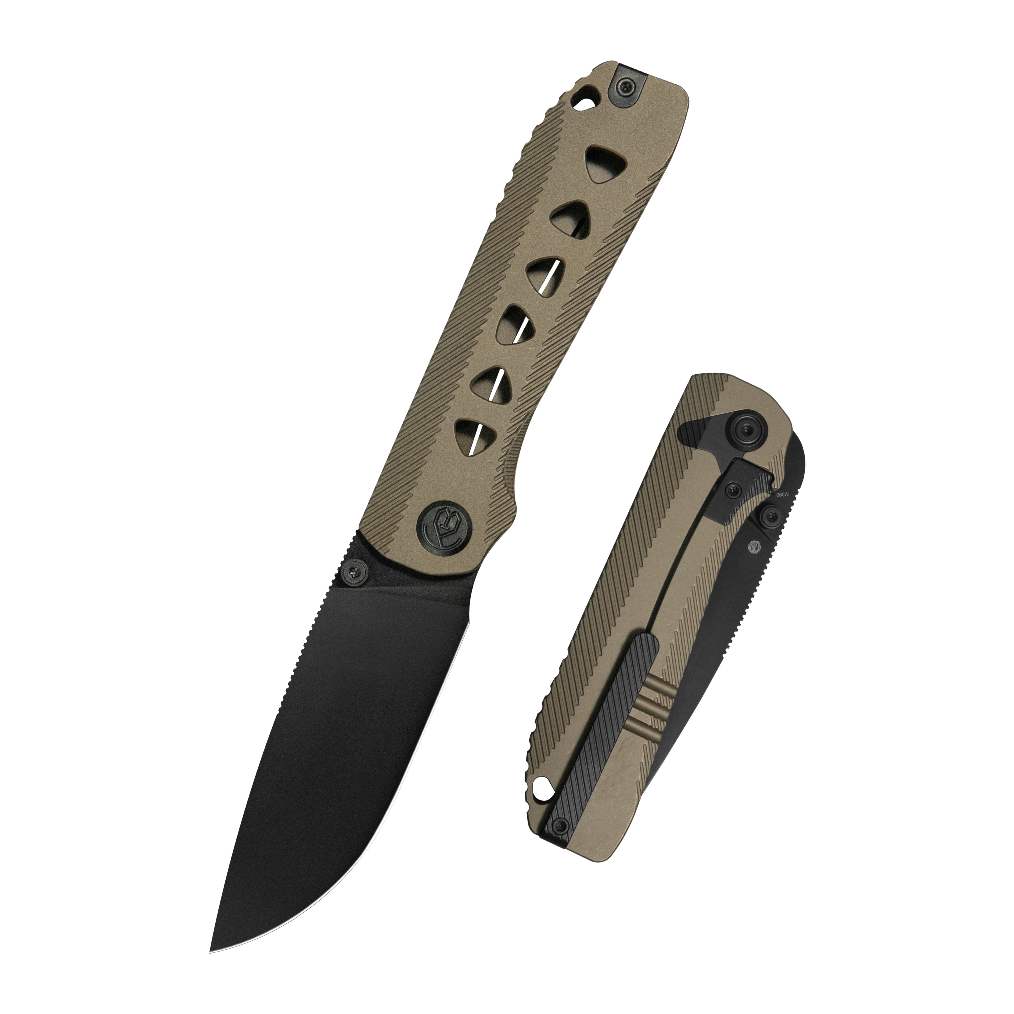 KB Zephyr Tactical Folding Knife Bronze Ano Integral Titanium Handle 4.65" Regular DLC M390 KB470B