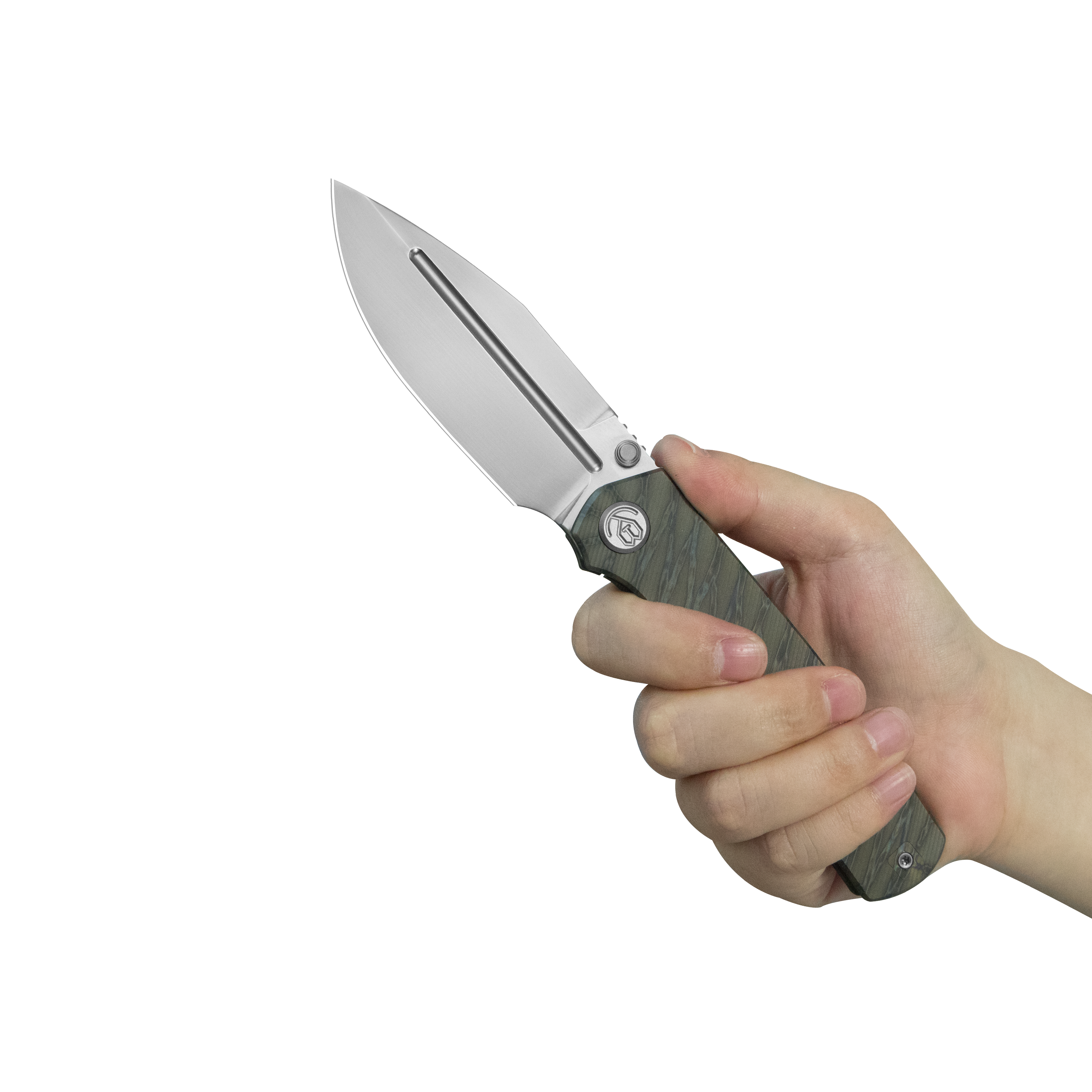 KB Albatross Tactical Folding Knife Flamed Titanium with Micro Milling