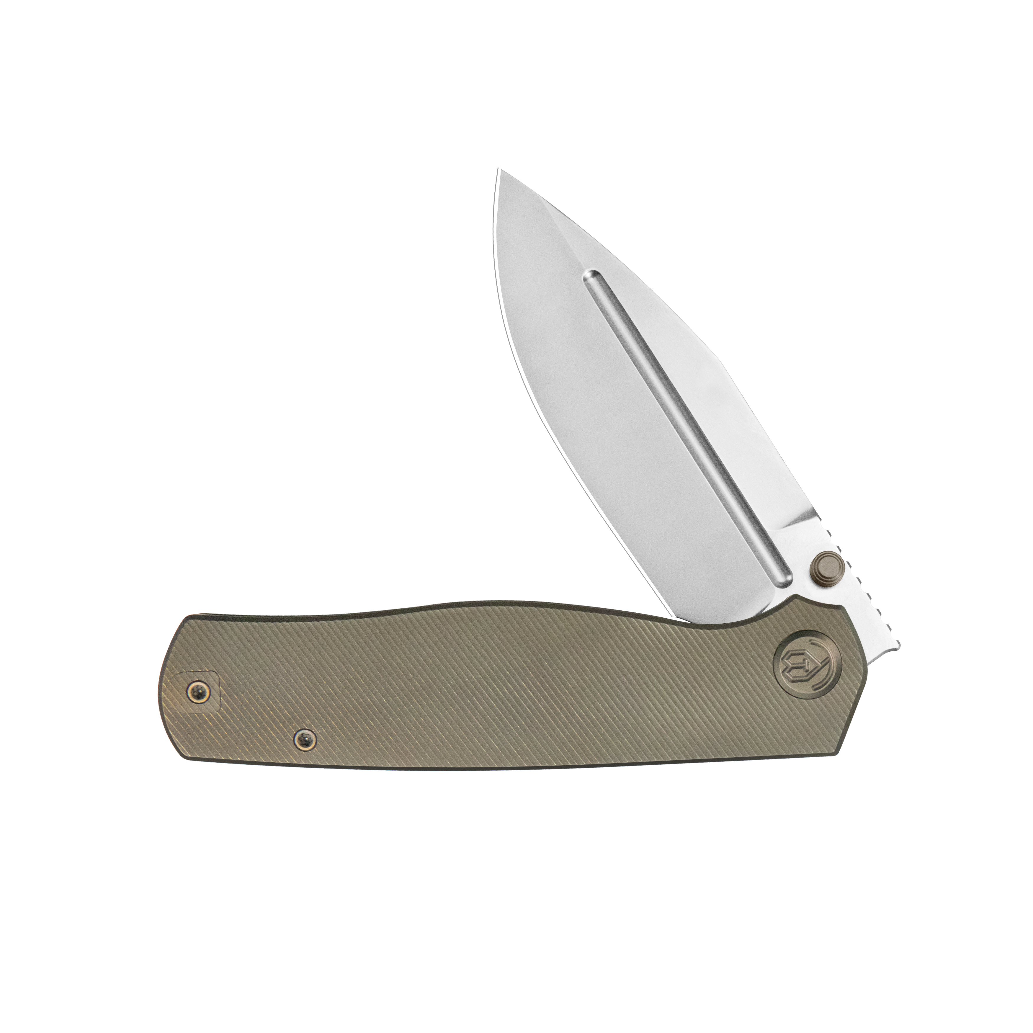 KB Albatross Tactical Folding Knife Bronze Titanium with Micro Milling 3.74" Silver Beadblast M390 KB471C