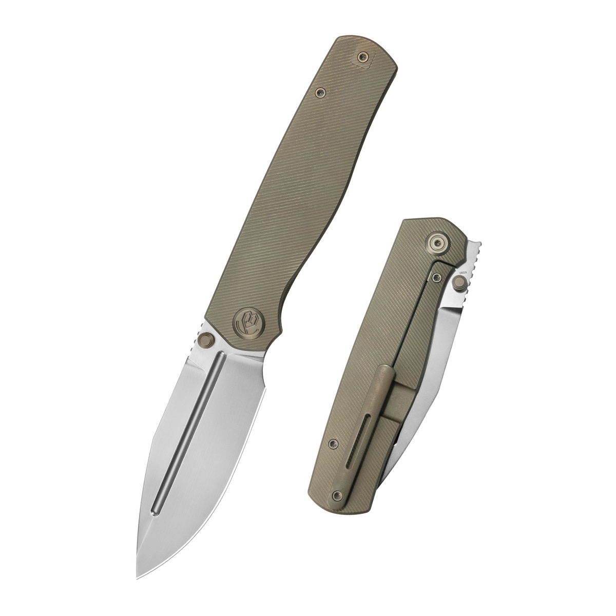KB Albatross Tactical Folding Knife Bronze Titanium with Micro Milling