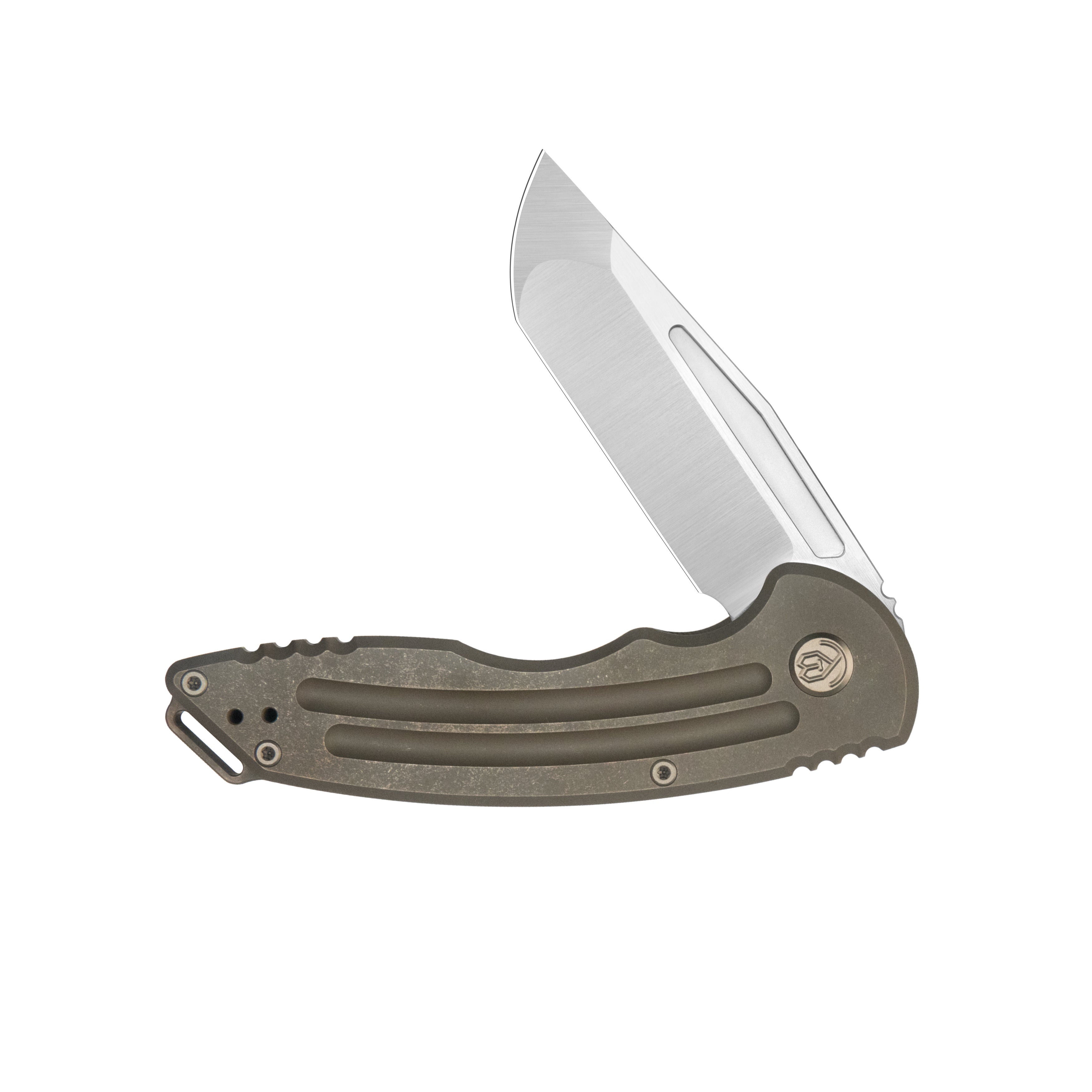 KB Husky Tactical Flipper Folding Knife Bronze Titanium Handle 3.70'' Belt Satin 20CV Blade KB476C