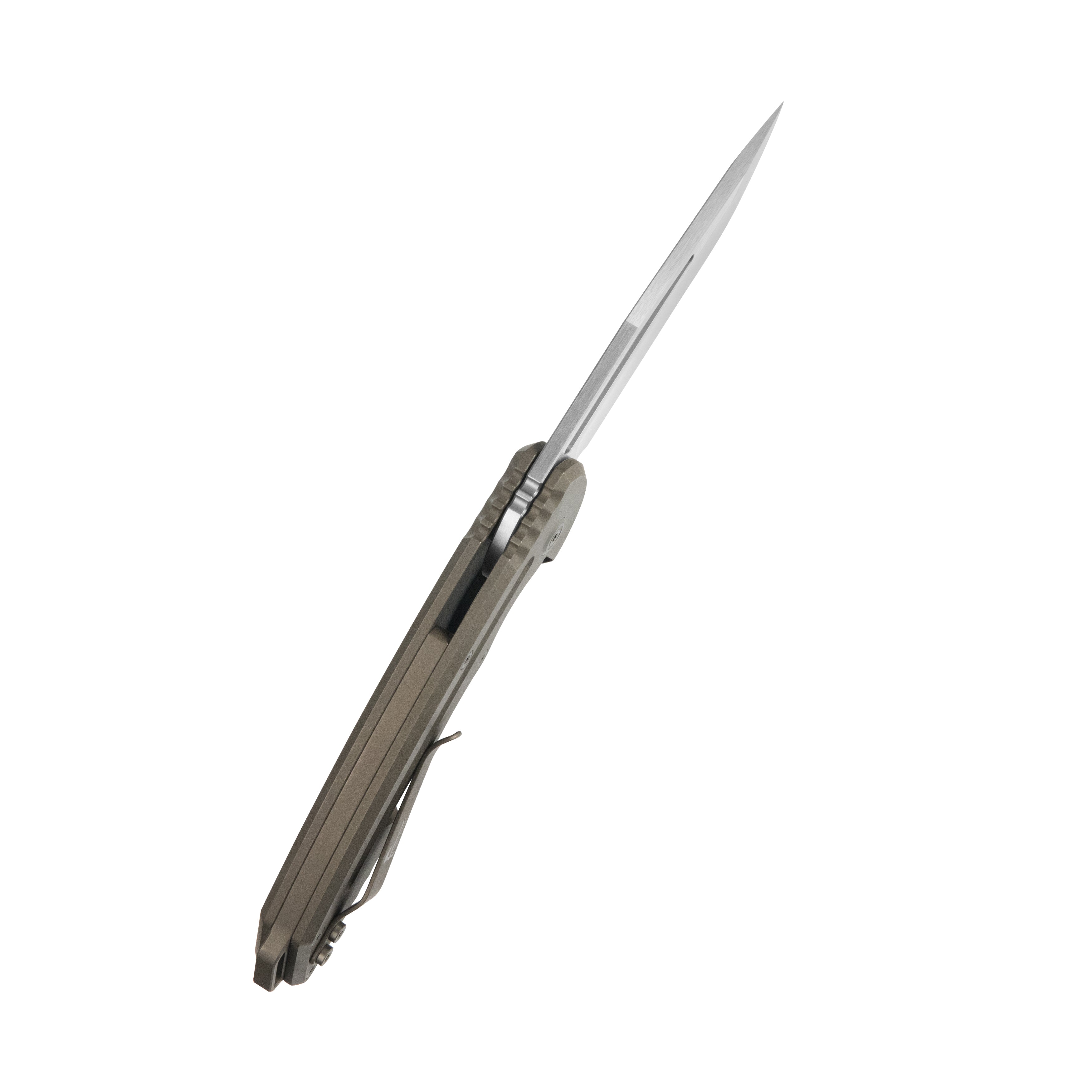 KB Husky Tactical Flipper Folding Knife Bronze Titanium Handle 3.70'' Belt Satin 20CV Blade KB476C