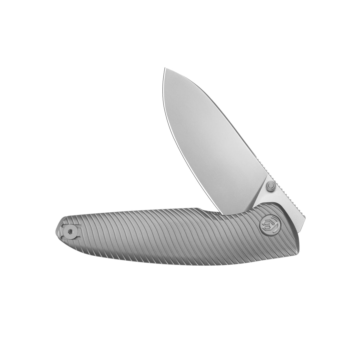 KB Cargo Folding Knife Sandblasting Titanium Handle 3.15" Silver Bead Blast M390 Blade KB480A