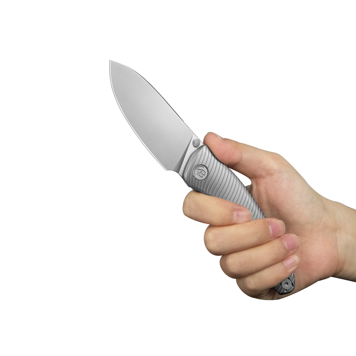 KB Cargo Folding Knife Sandblasting Titanium Handle 3.15" Silver Bead Blast M390 Blade KB480A