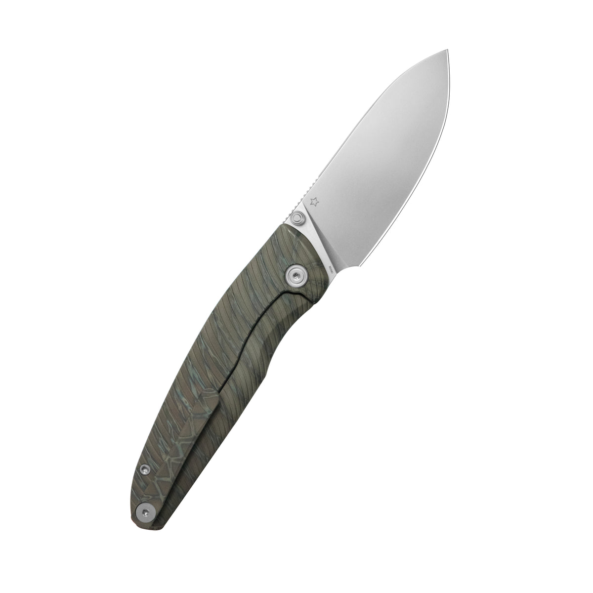 KB Cargo Folding Knife Flame Ano Titanium Handle 3.15" Silver Bead Blast M390 Blade KB480B