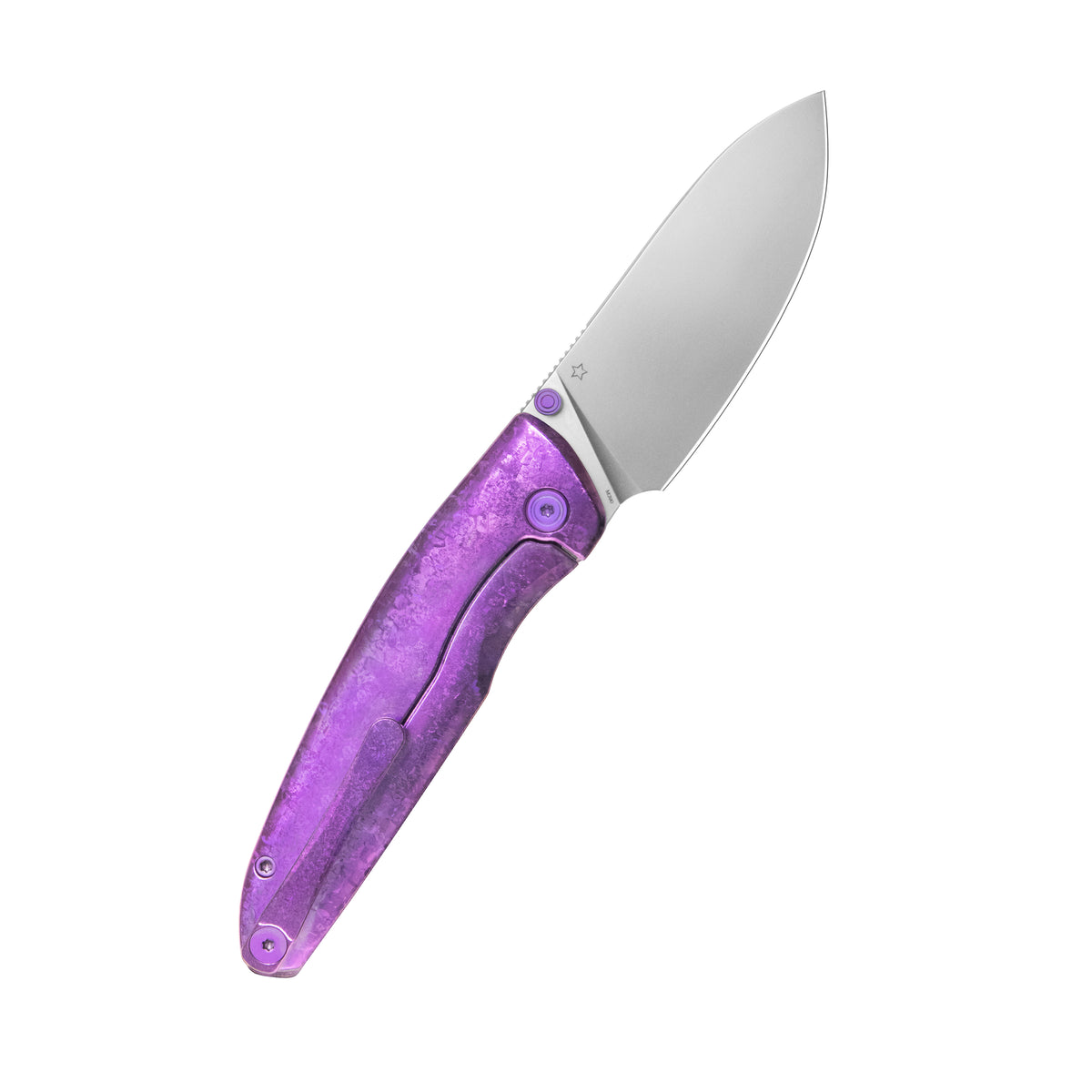 KB Cargo Folding Knife Purple Ano Crystallized Titanium Handle 3.15" Silver Bead Blast M390 Blade KB480D