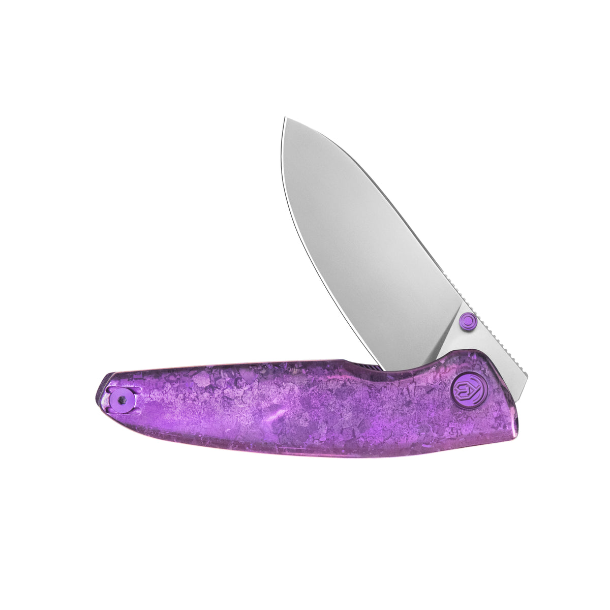 KB Cargo Folding Knife Purple Ano Crystallized Titanium Handle 3.15" Silver Bead Blast M390 Blade KB480D