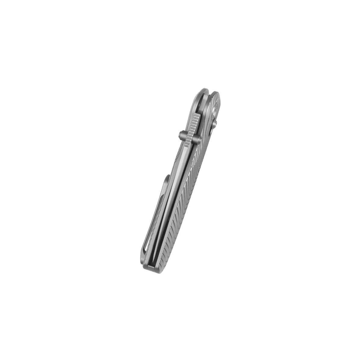 KB Small Pioneer Folding Knife Sandblasting Titanium Handle 2.99" Silver Bead Blast S90V Blade KB482A