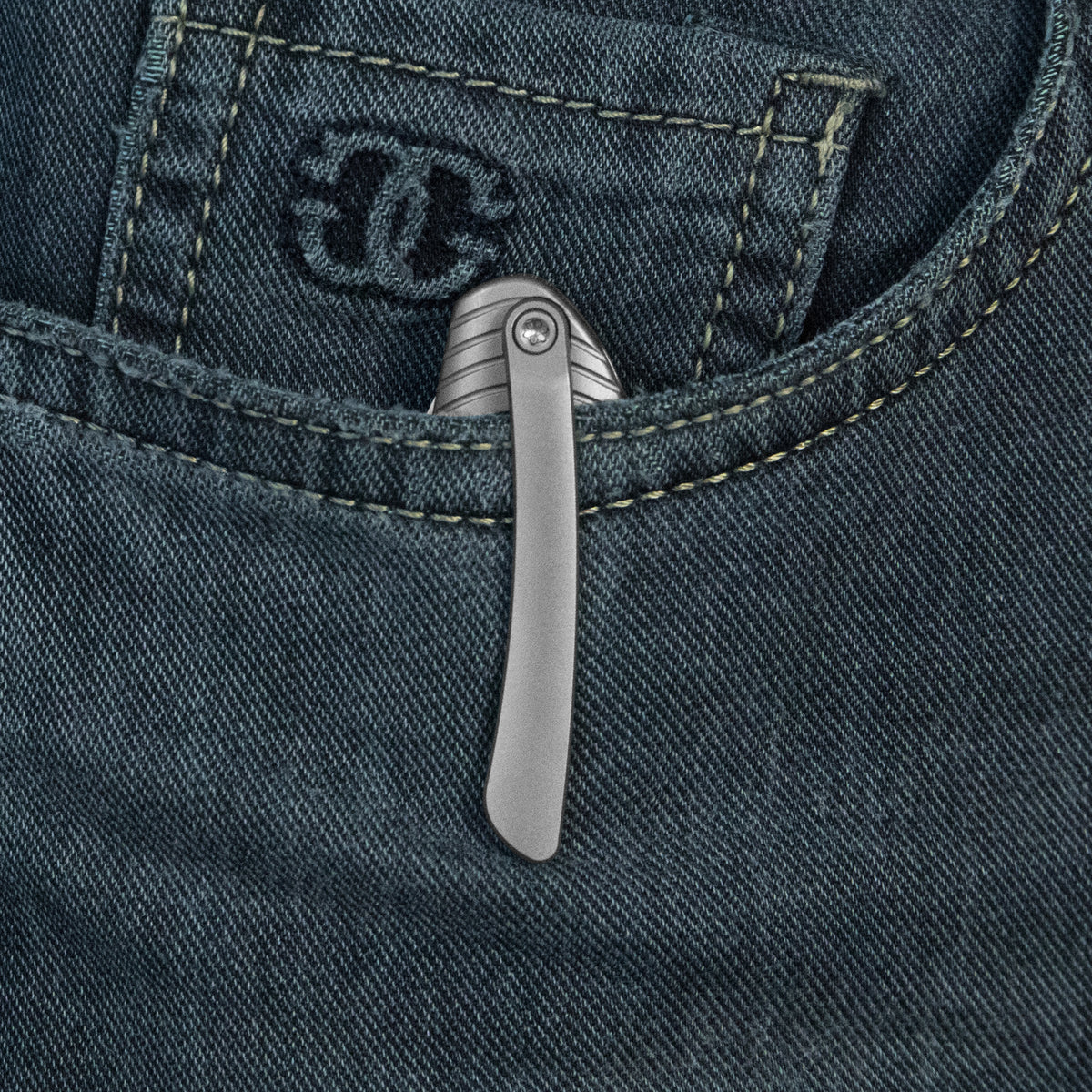 KB Small Pioneer Folding Knife Sandblasting Titanium Handle 2.99" Silver Bead Blast S90V Blade KB482A