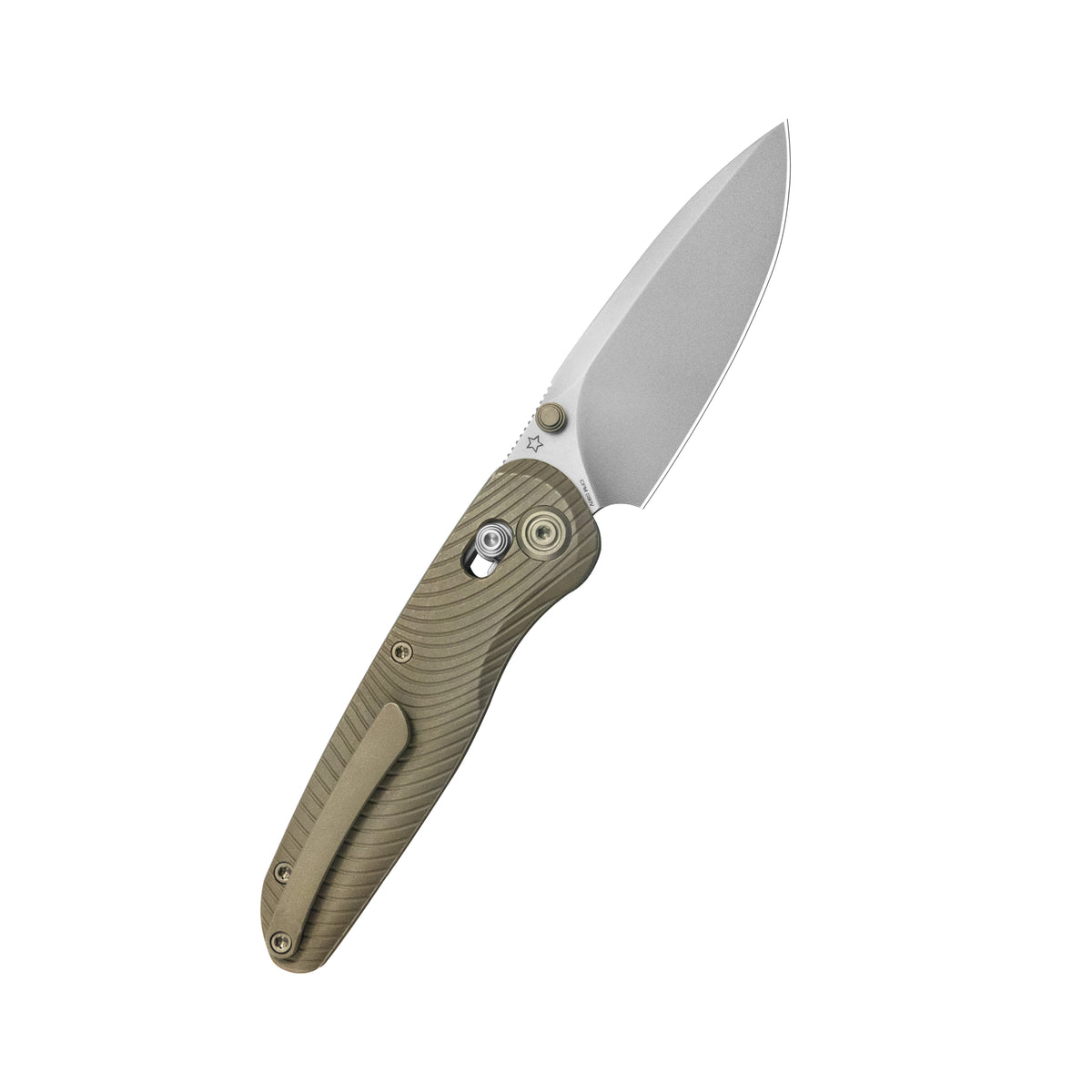 KB Small Pioneer Folding Knife Bronze Ano Titanium Handle 2.99" Silver Bead Blast S90V Blade KB482B