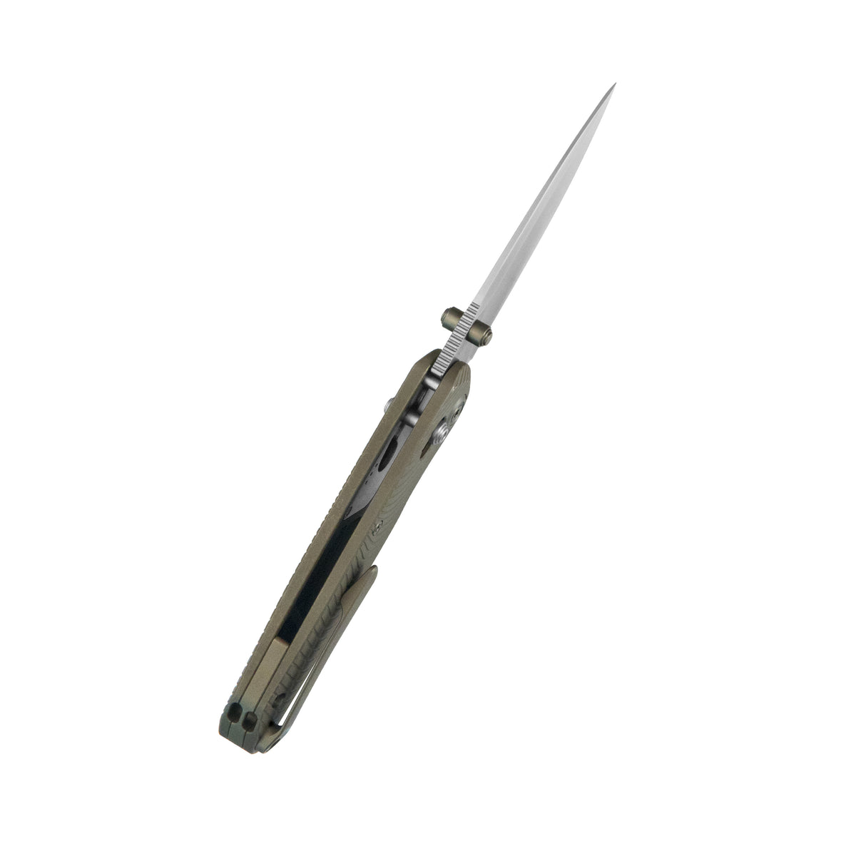 KB Small Pioneer Folding Knife Bronze Ano Titanium Handle 2.99" Silver Bead Blast S90V Blade KB482B