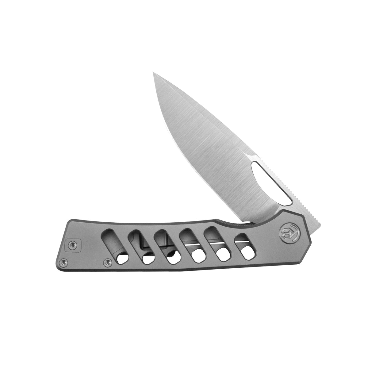 KB Mako Frame Lock Folding Knife Sandblasting Titanium Handle 3.30" Belt Satin M390 Blade KB486A