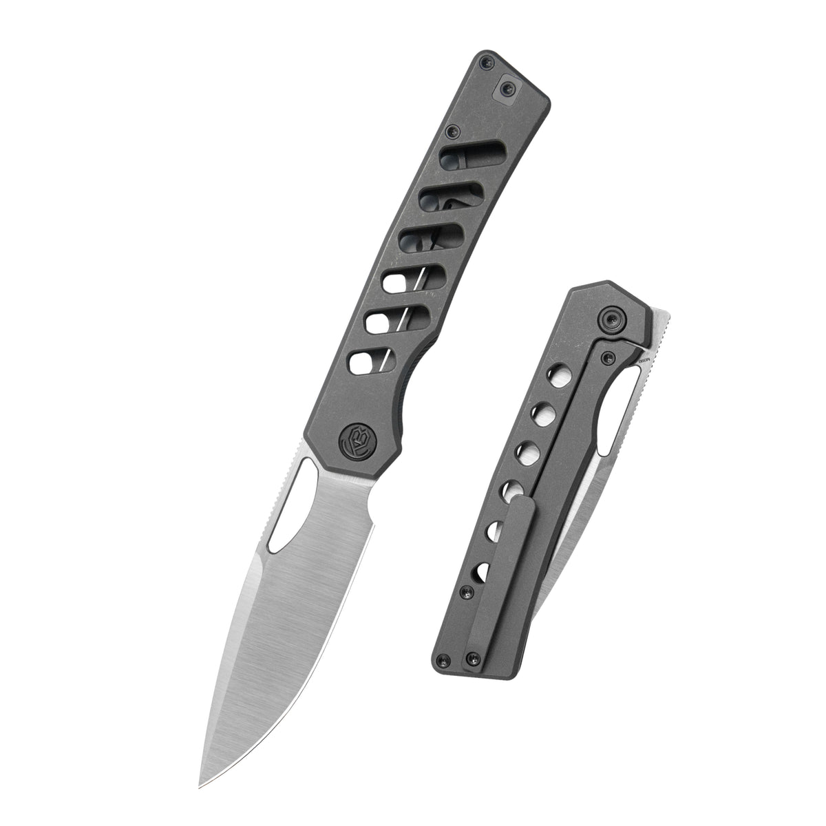 KB Mako Frame Lock Folding Knife Darkwash Titanium Handle 3.30" Belt Satin M390 Blade KB486B