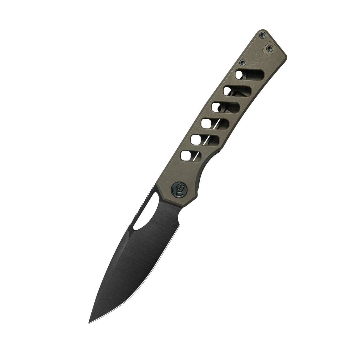 KB Mako Frame Lock Folding Knife Bronze Ano Titanium Handle 3.30" DLC Belt Satin M390 Blade KB486C