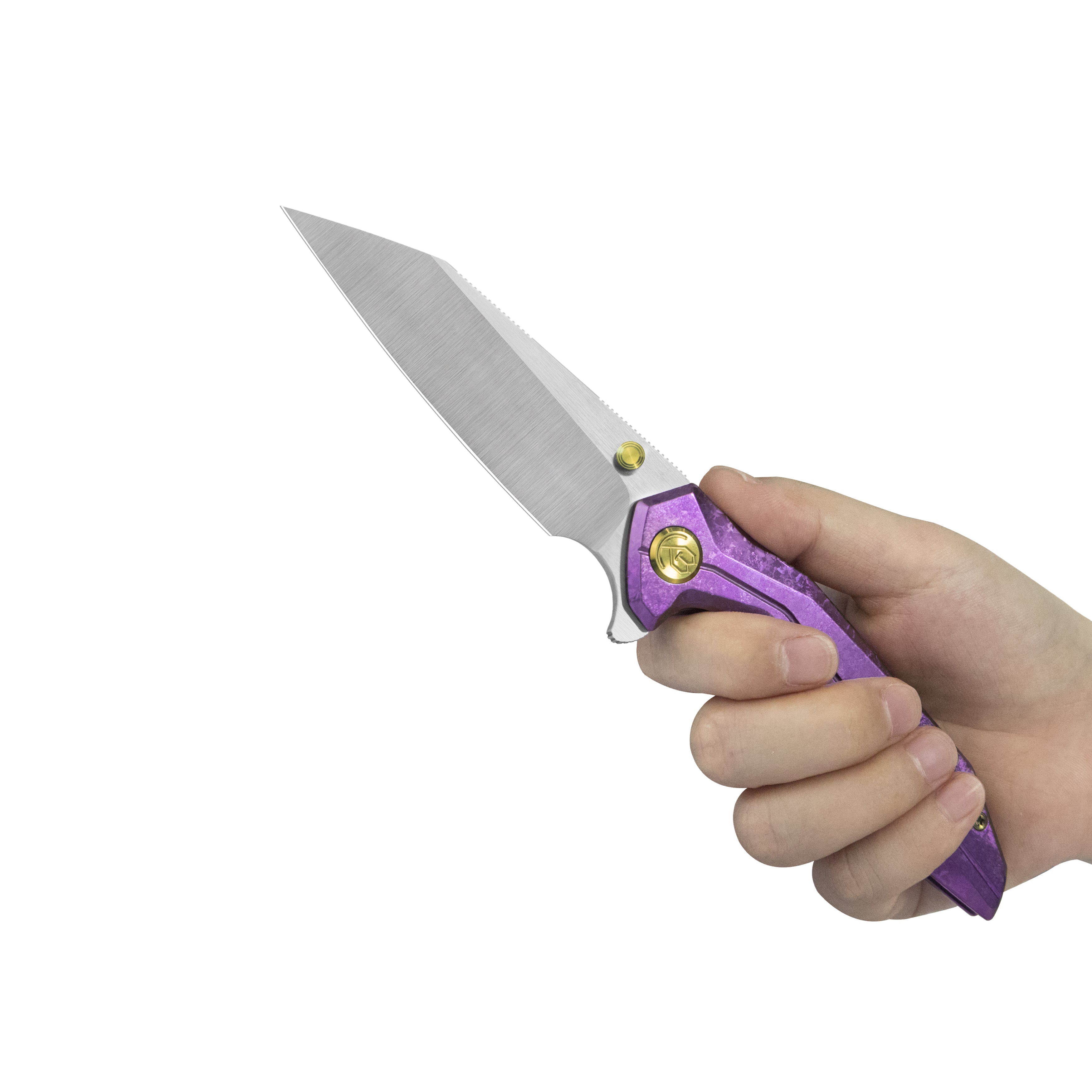 カナヘイ KB Nova Reverse Tanto Frame Locking Folding Knife Purple Crystallized