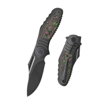 Stroller Folding Knife Black DLC Titanium/CF Inlays Handle 3.35" Black DLC CPM 20CV Blade KB384D